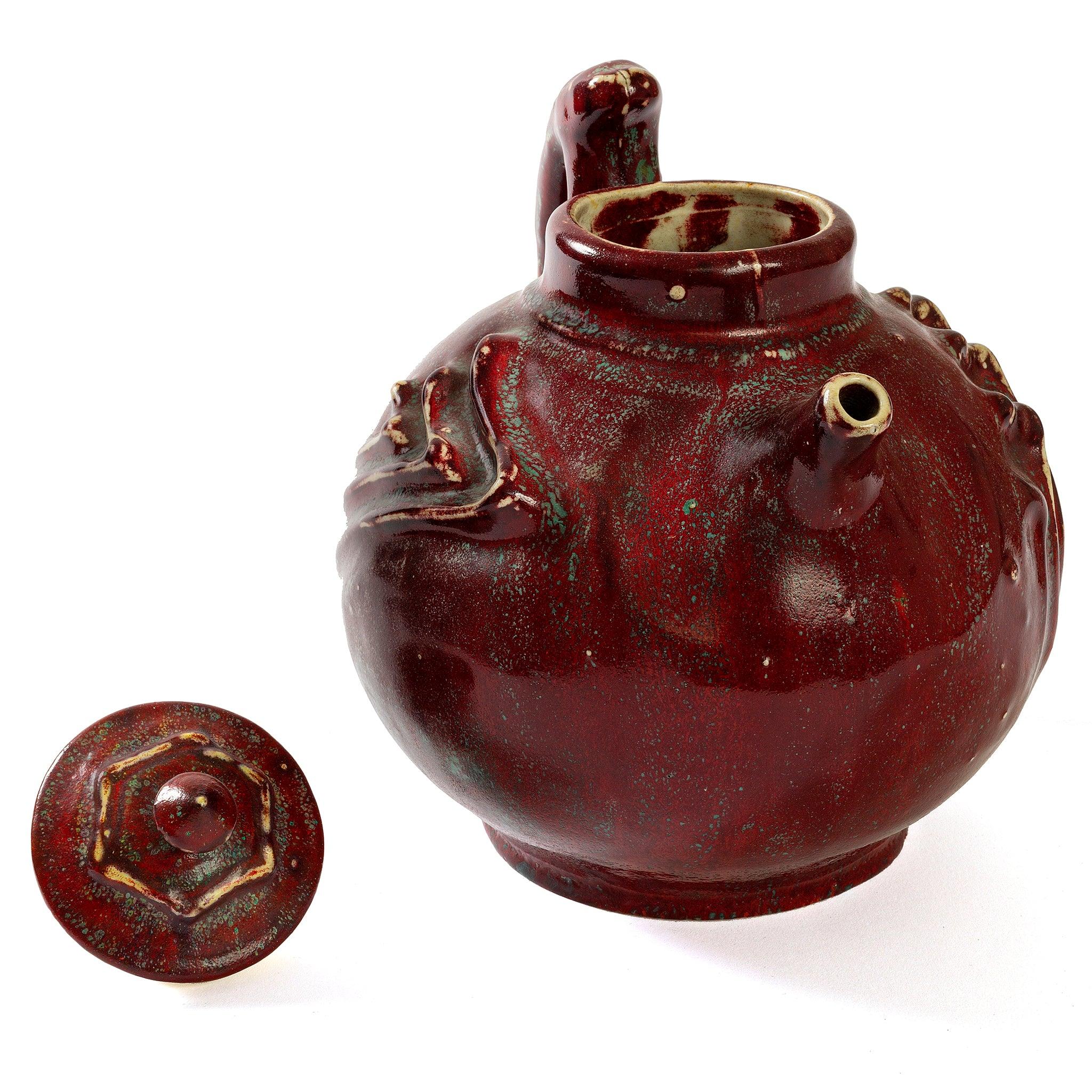 Art Nouveau Pierre-Adrien Dalpayrat Glazed Ceramic Teapot For Sale