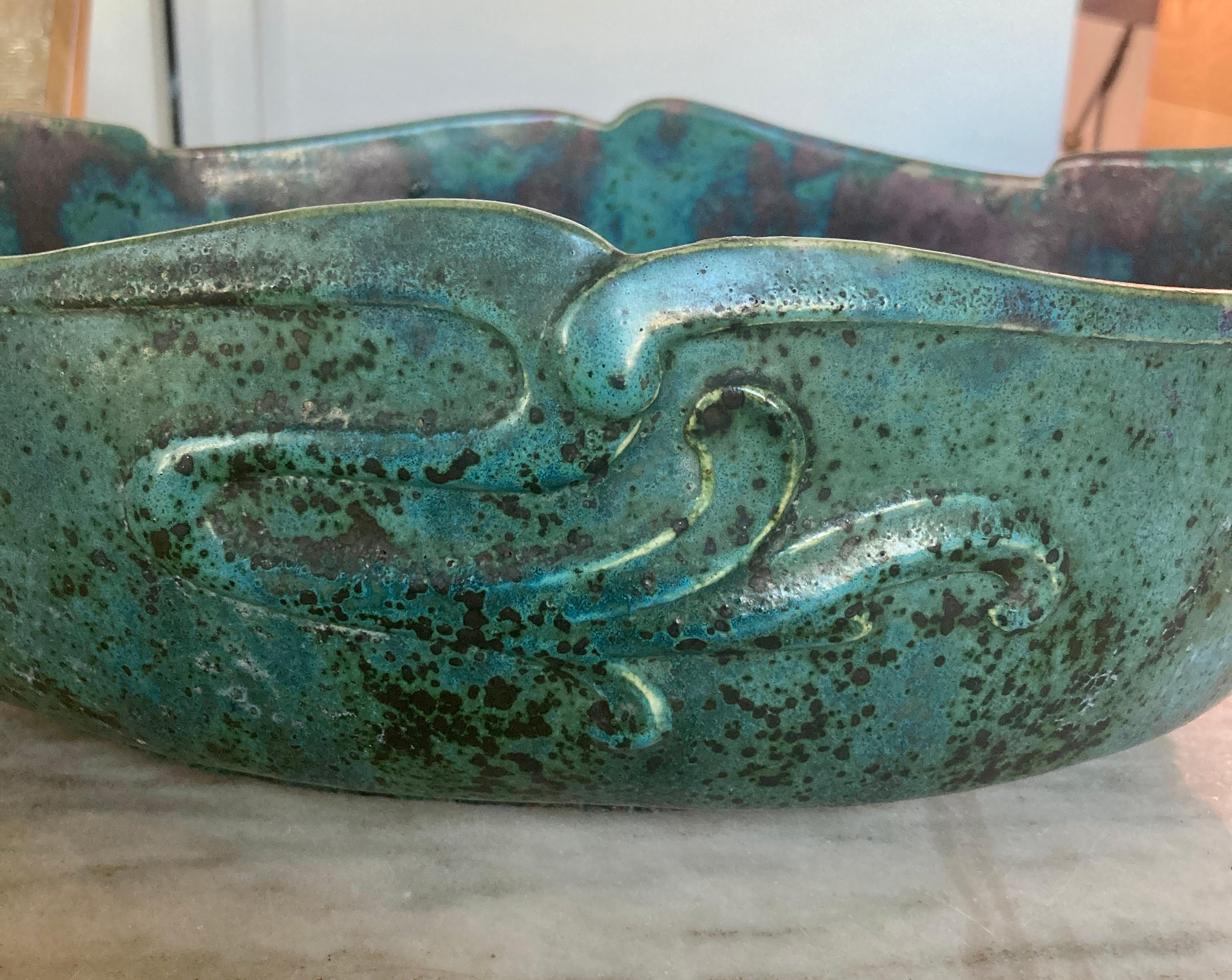Pierre-Adrien Dalpayrat, Large Art Nouveau Centerpiece Bowl In Good Condition For Sale In Brooklyn, NY