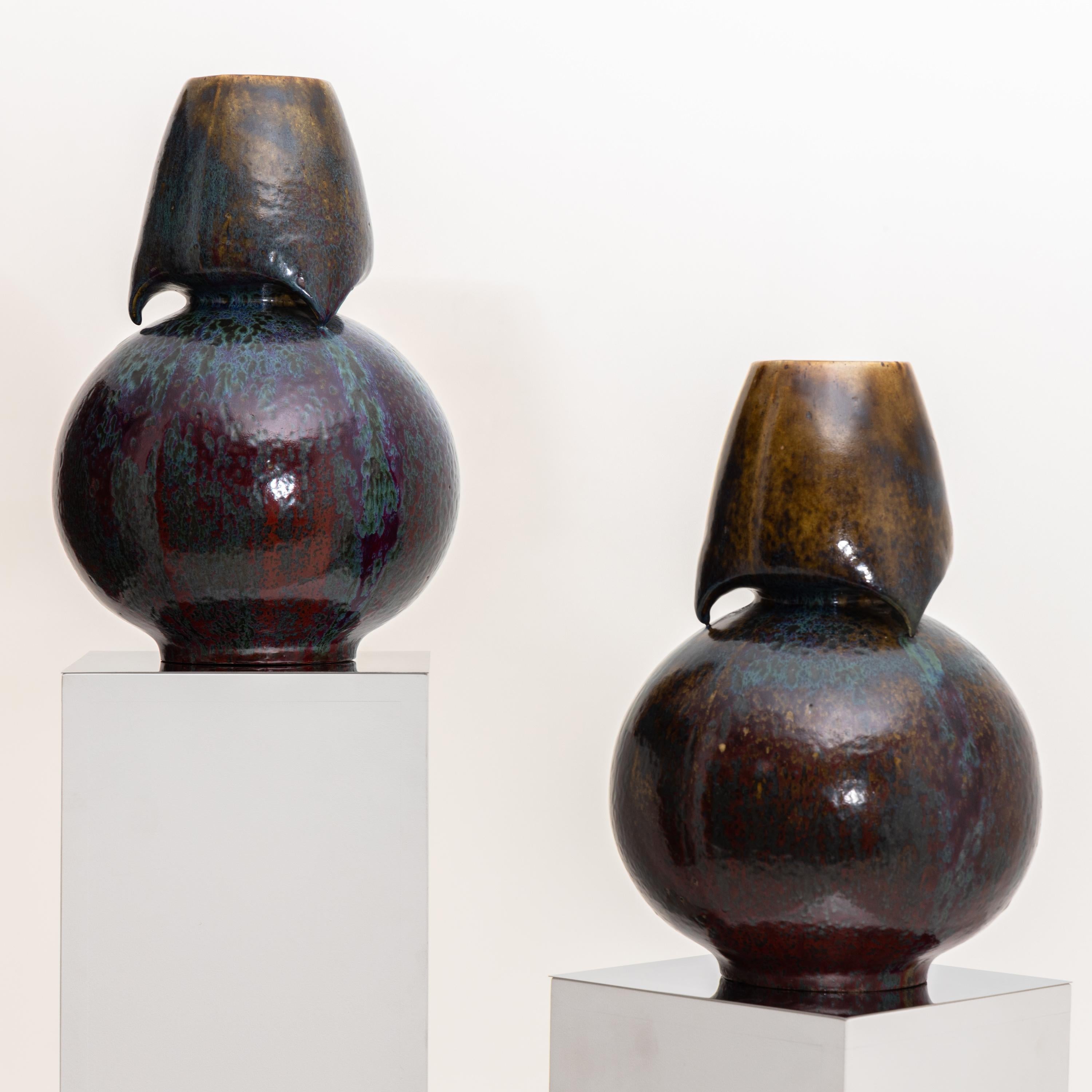 French Pierre-Adrien Dalpayrat, Stoneware Vases, France, Early 20th Century