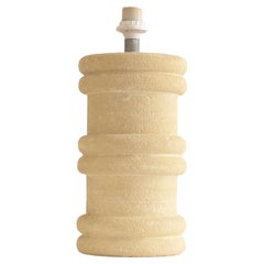 Pierre-Albert Tormos - Cylindrical Table Lamp in Beige Hand-Carved Stone, 1970s