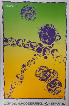 Copa del Mundo (Fútbol, Alicante) - Cartel Litografía Vintage, 1982