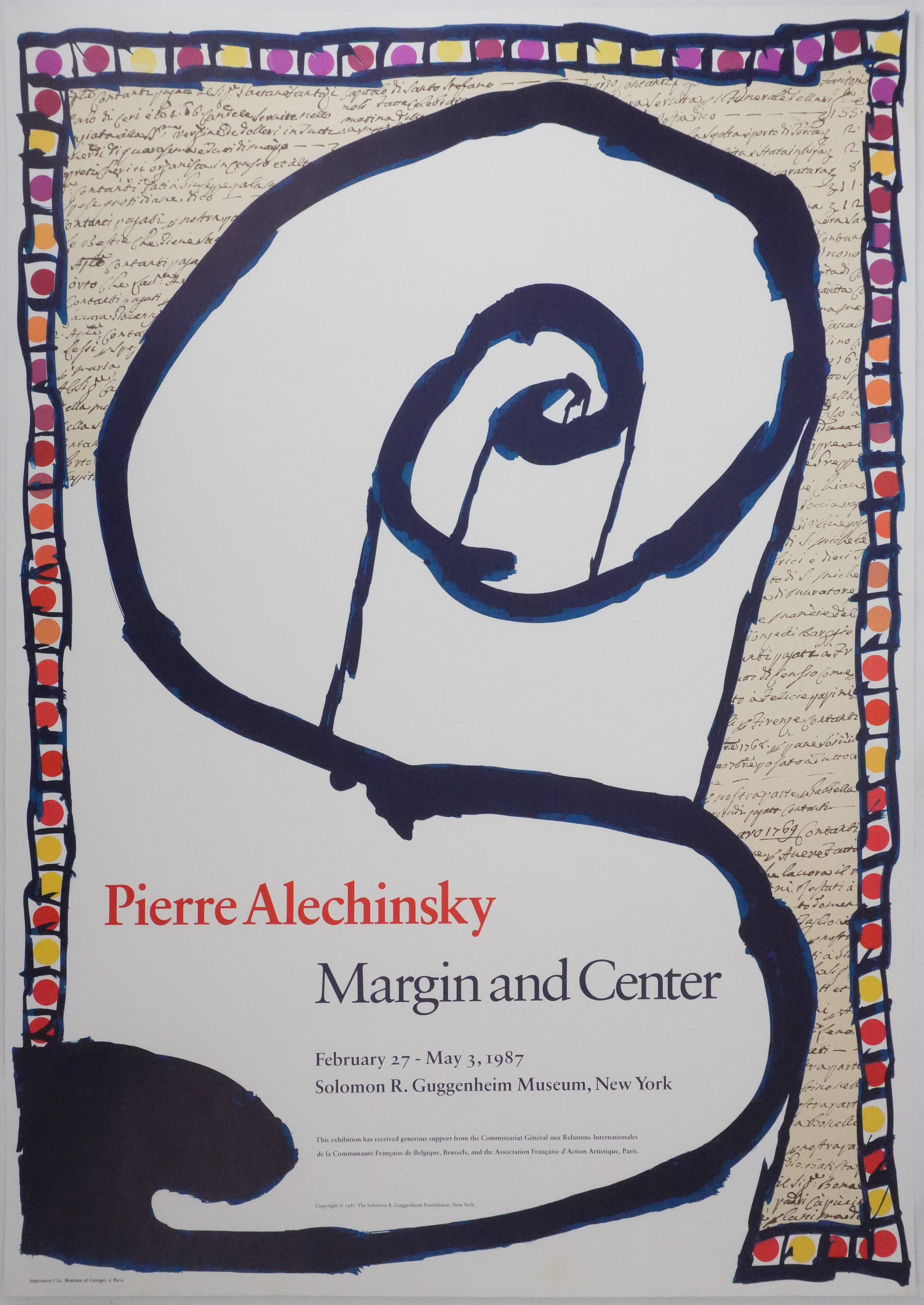 Abstract Print Pierre Alechinsky  - Margin and Center - Affiche lithographique vintage, 1988