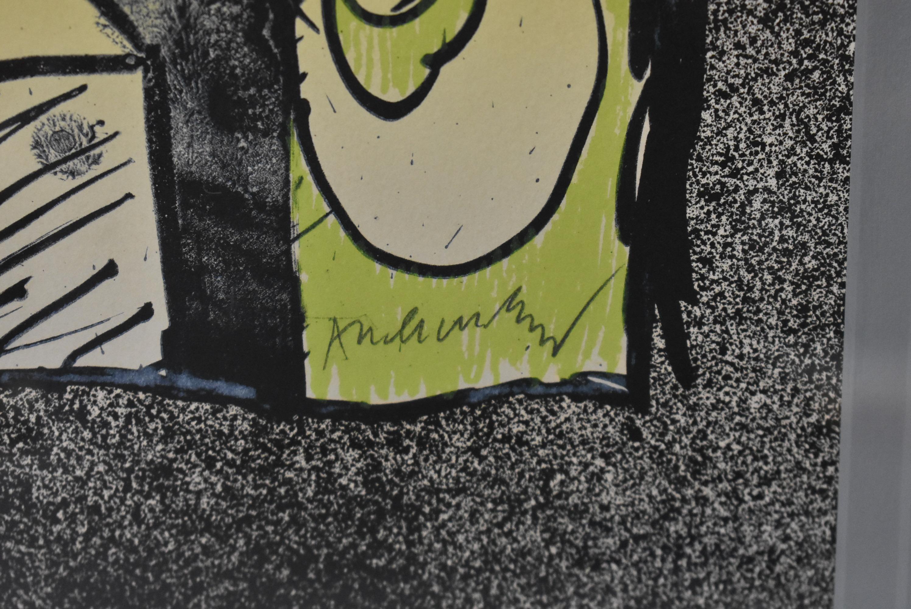 Pierre Alechinsky 1969 Lithograph Boeuf Gros Sel In Good Condition For Sale In Toledo, OH