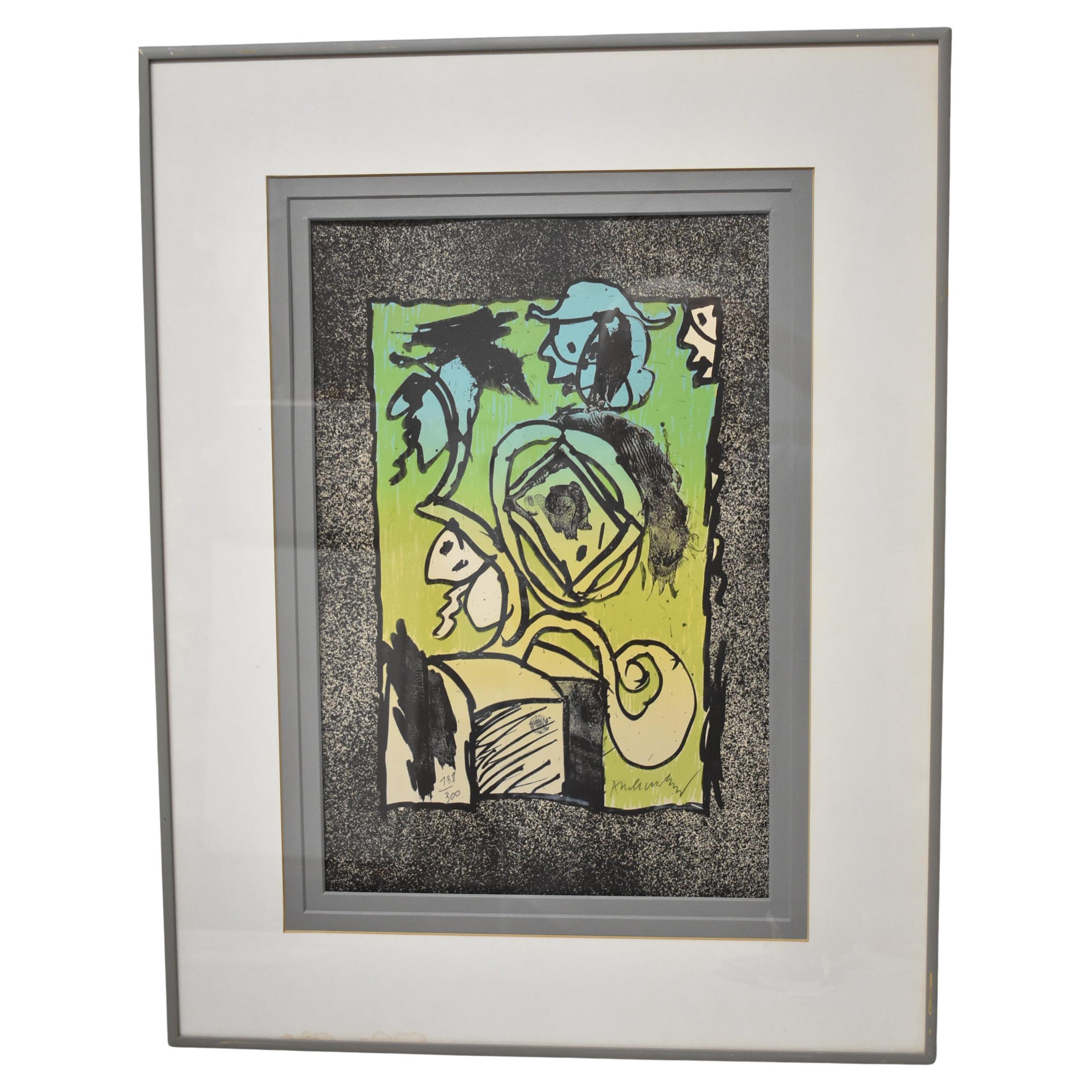 Pierre Alechinsky 1969 Lithograph Boeuf Gros Sel For Sale