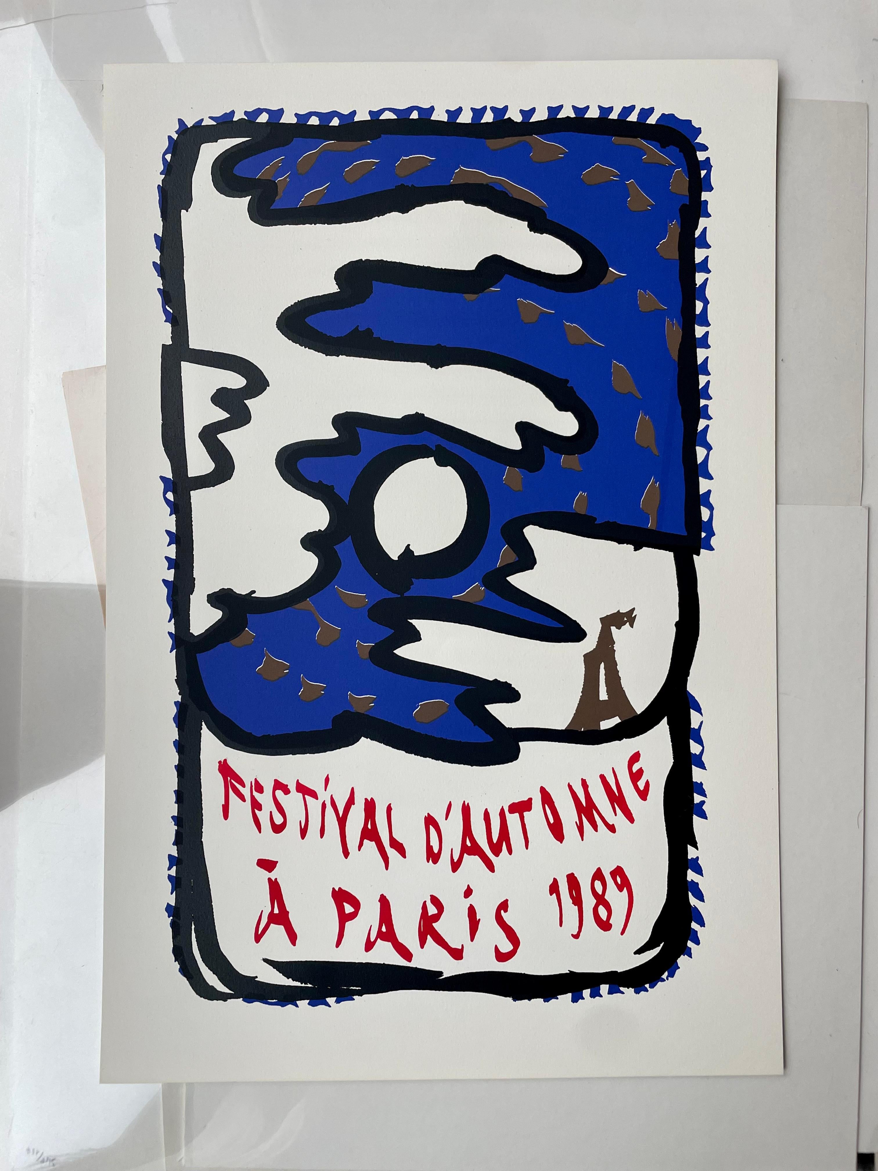 Pierre Alechinsky, Eiffel Tower serigraph In Excellent Condition For Sale In Saint ouen, FR