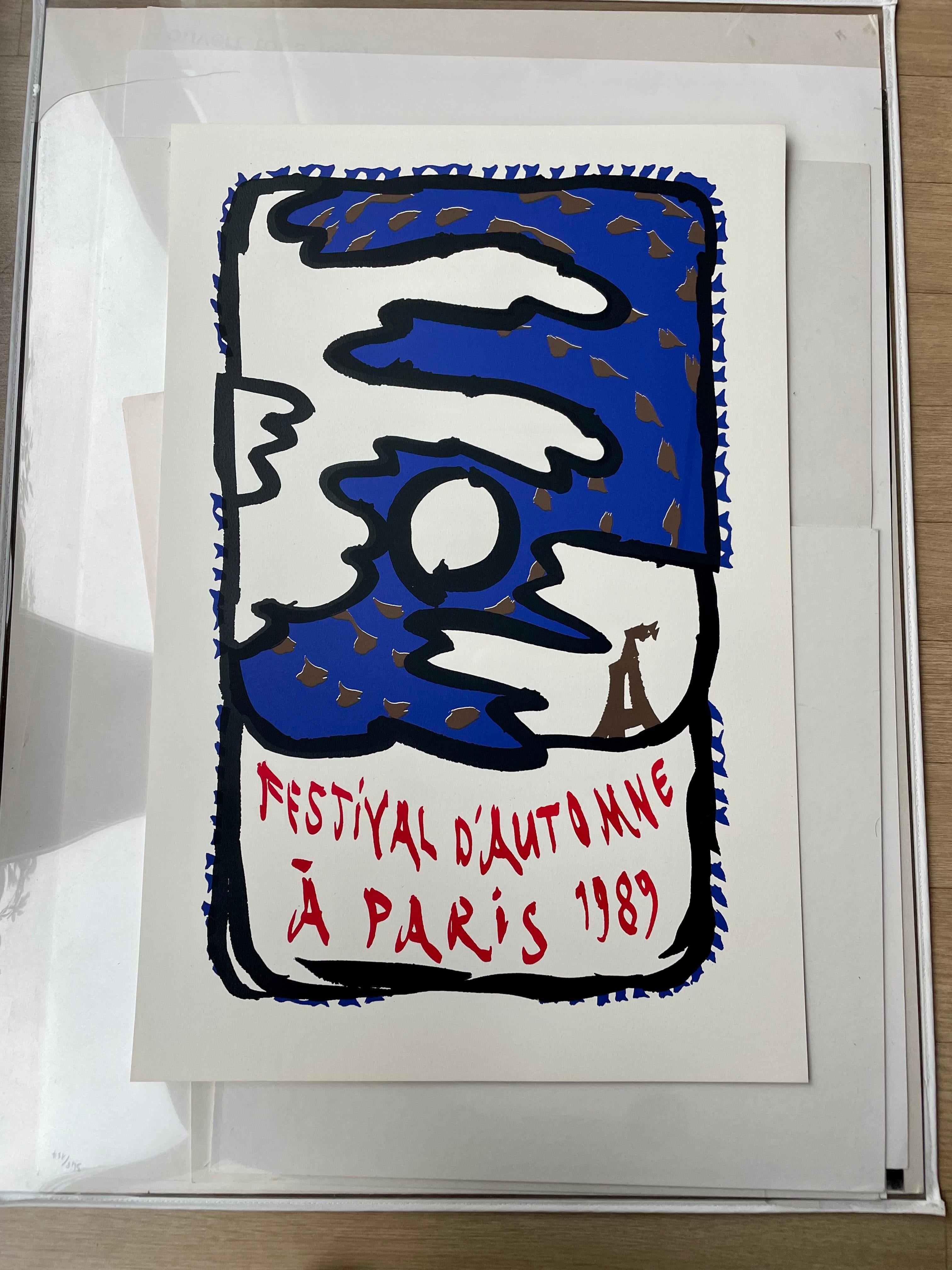 Late 20th Century Pierre Alechinsky, Eiffel Tower serigraph For Sale