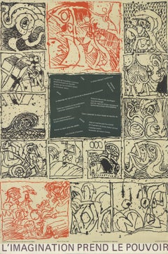 1968 After Pierre Alechinsky 'L'imagination Prend Le Pouvoir' Modernism Offset