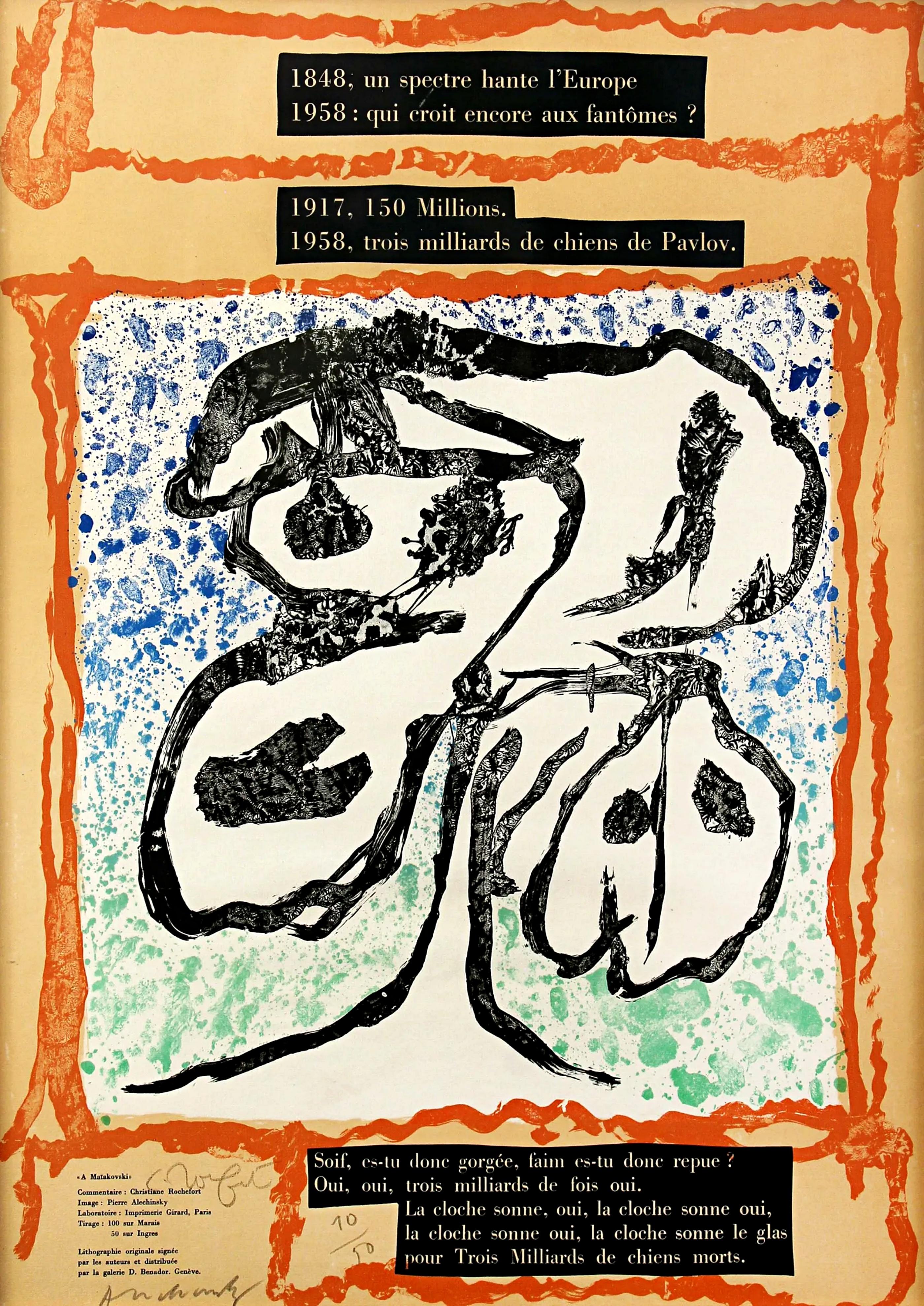 A Maiakovski (For Mayakovsky) signed by Alechinsky & Christine Rochefort #10/50  - Print by Pierre Alechinsky