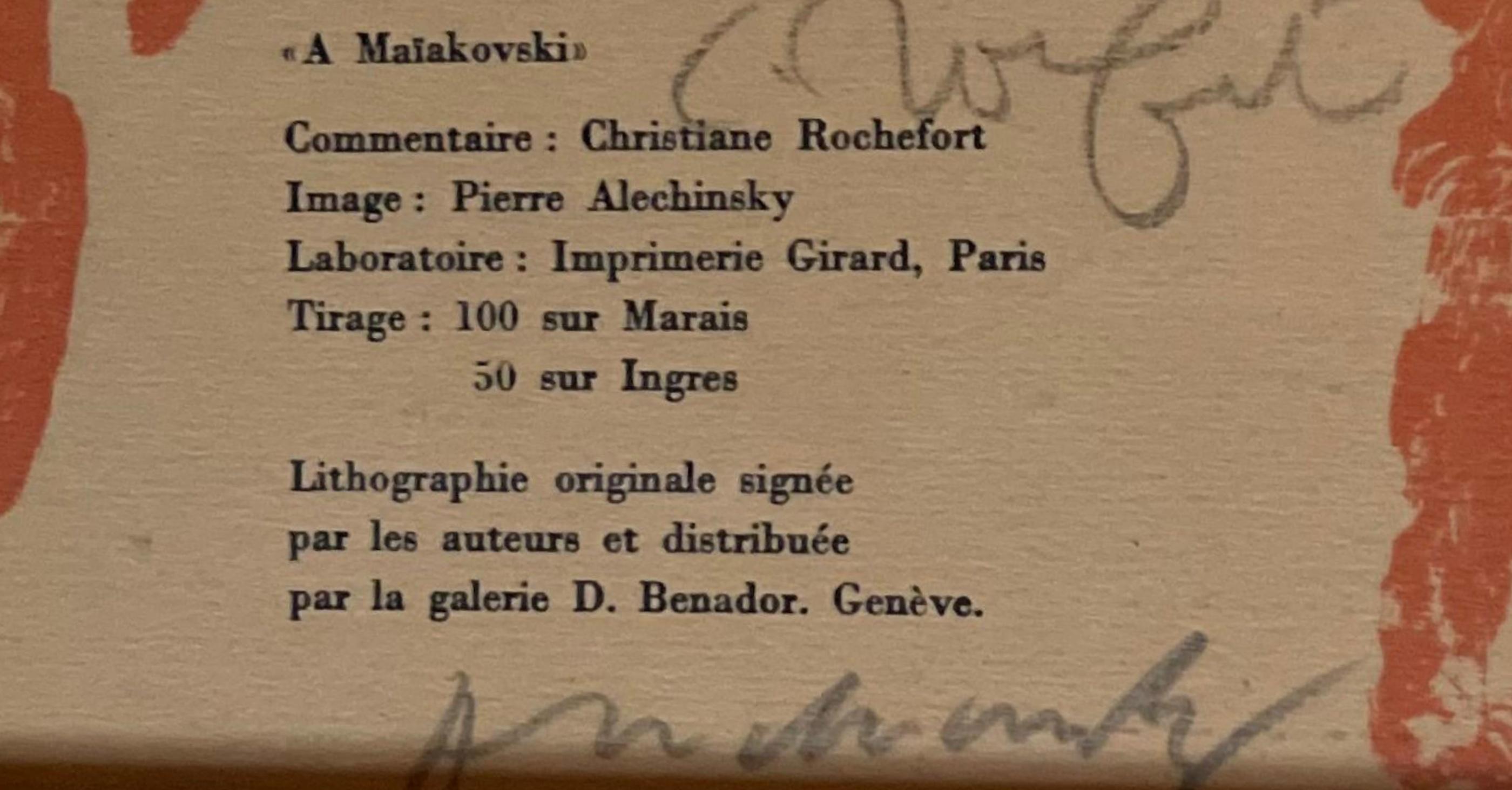 A Maiakovski (Für Mayakovsky) signiert von Alechinsky & Christine Rochefort #10/50  (Moderne), Print, von Pierre Alechinsky