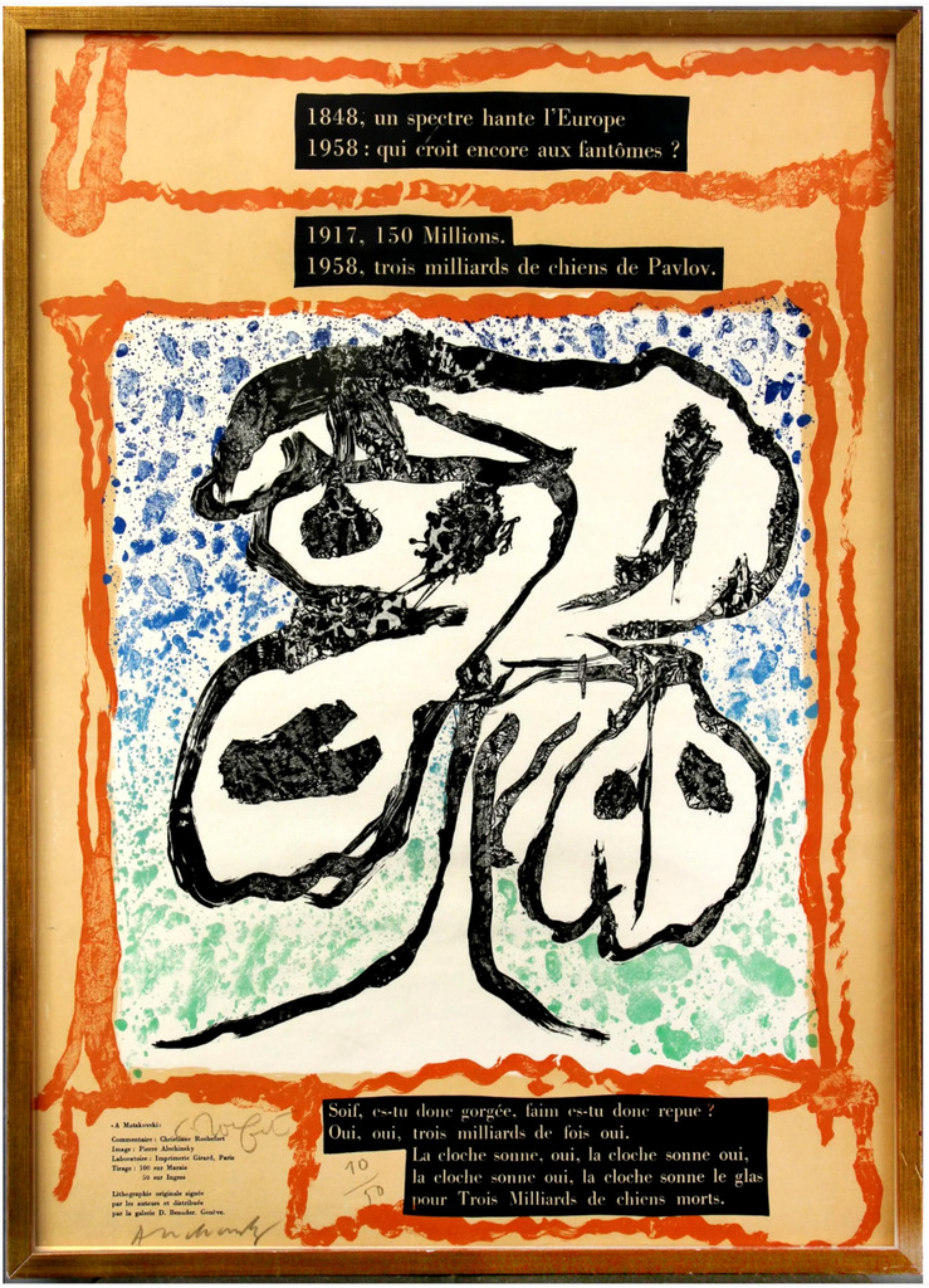 Pierre Alechinsky Abstract Print – A Maiakovski (Für Mayakovsky) signiert von Alechinsky & Christine Rochefort #10/50 