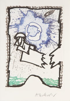 Abstract Composition, Abstract Lithograph by Pierre Alechinsky