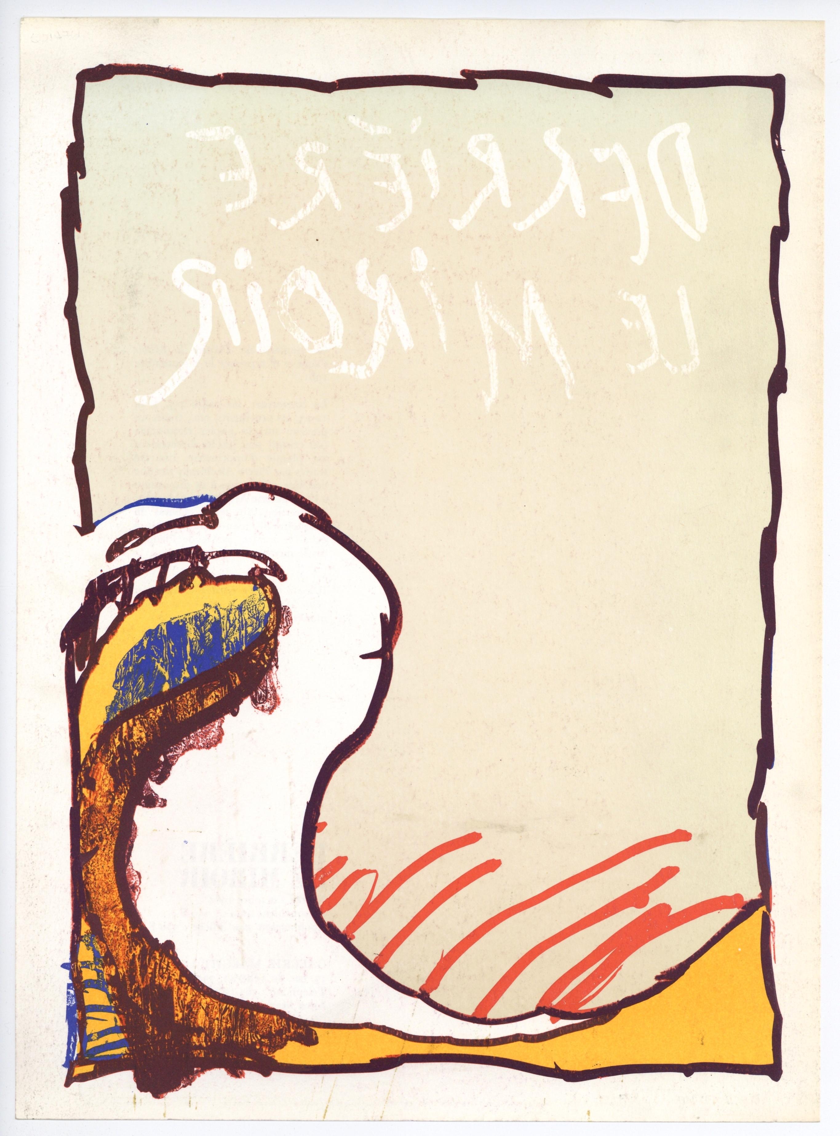 Alechinsky, Composizione, Derrière le miroir (dopo) - Landscape Print Bianco di Pierre Alechinsky