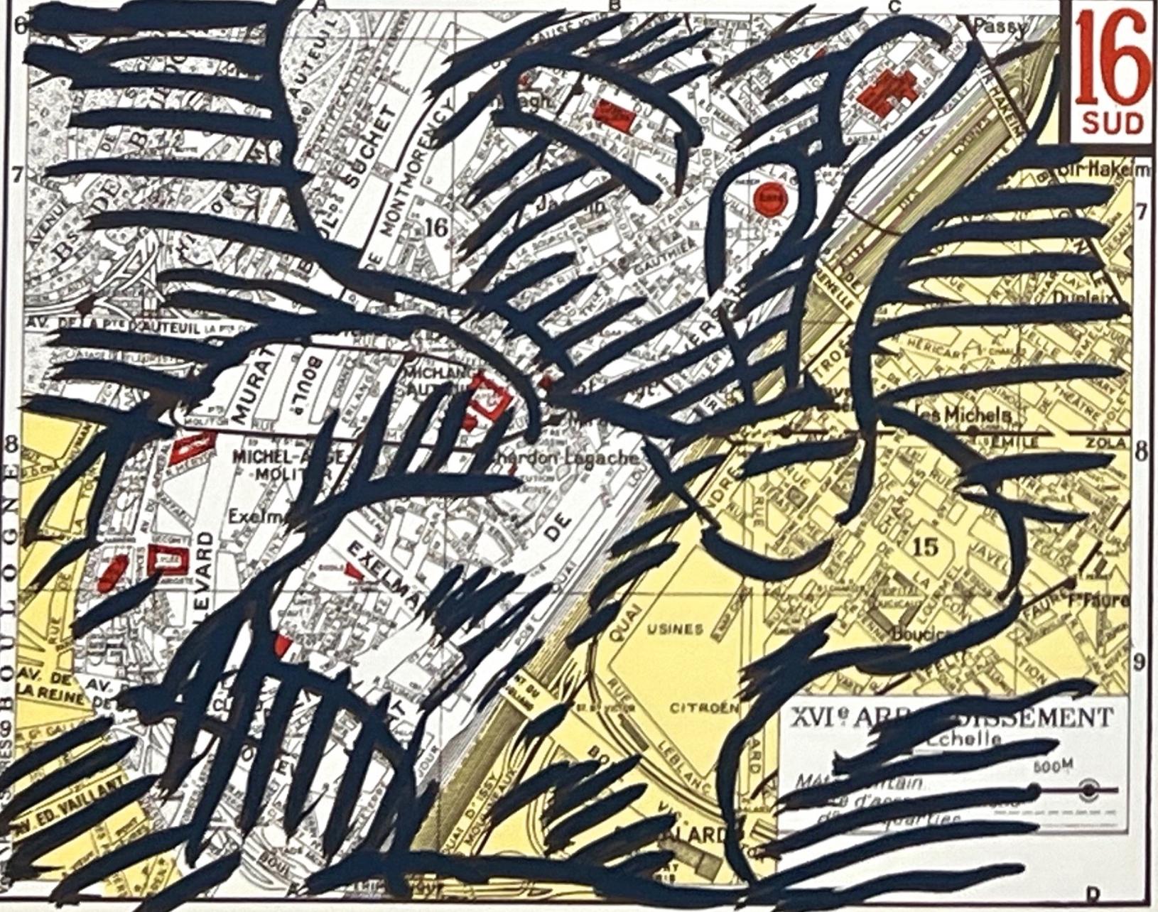 Alechinsky, Composizione, Derrière le miroir (dopo) - Abstract Print Beige di Pierre Alechinsky