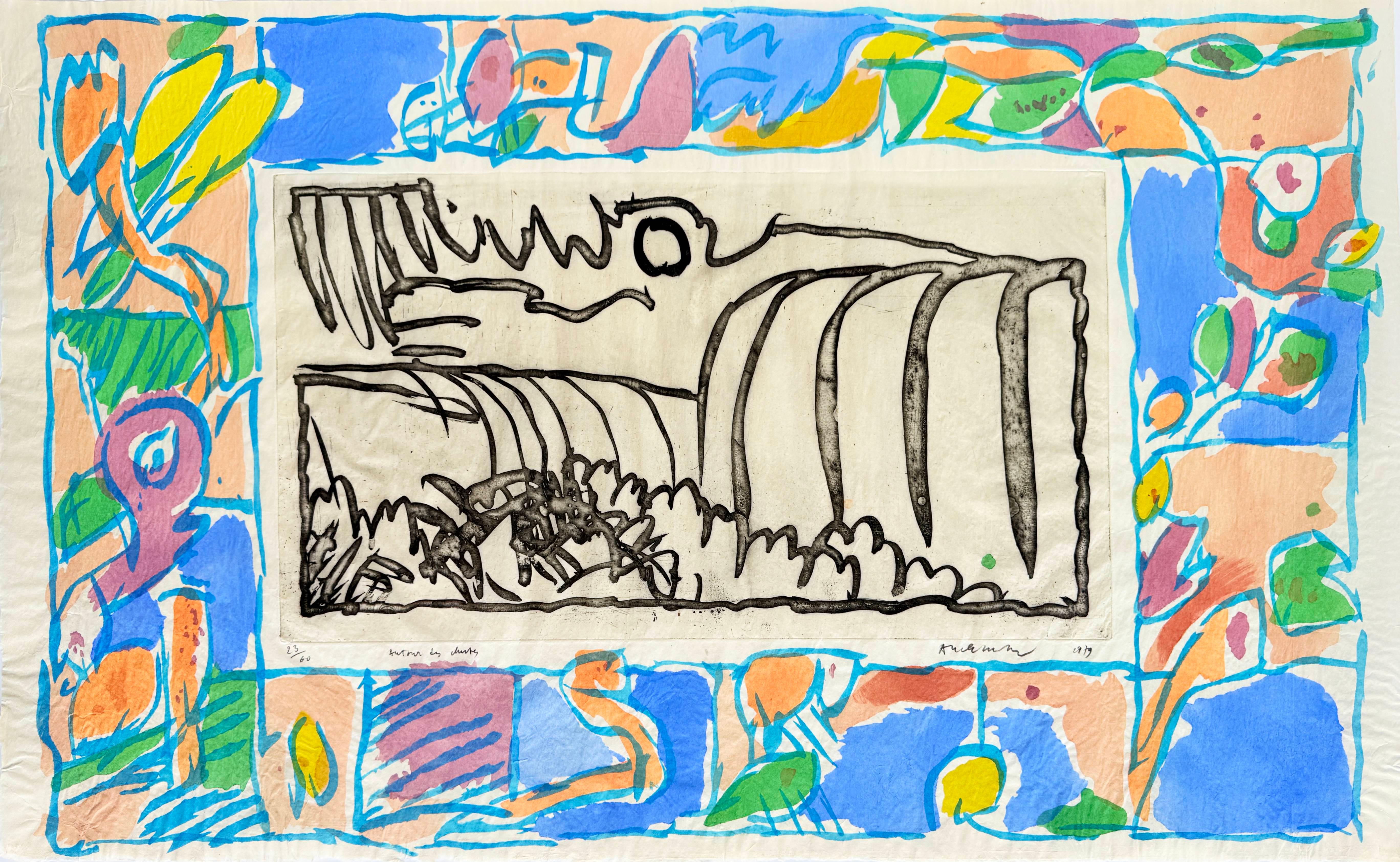 Pierre Alechinsky Print - Autour de chute