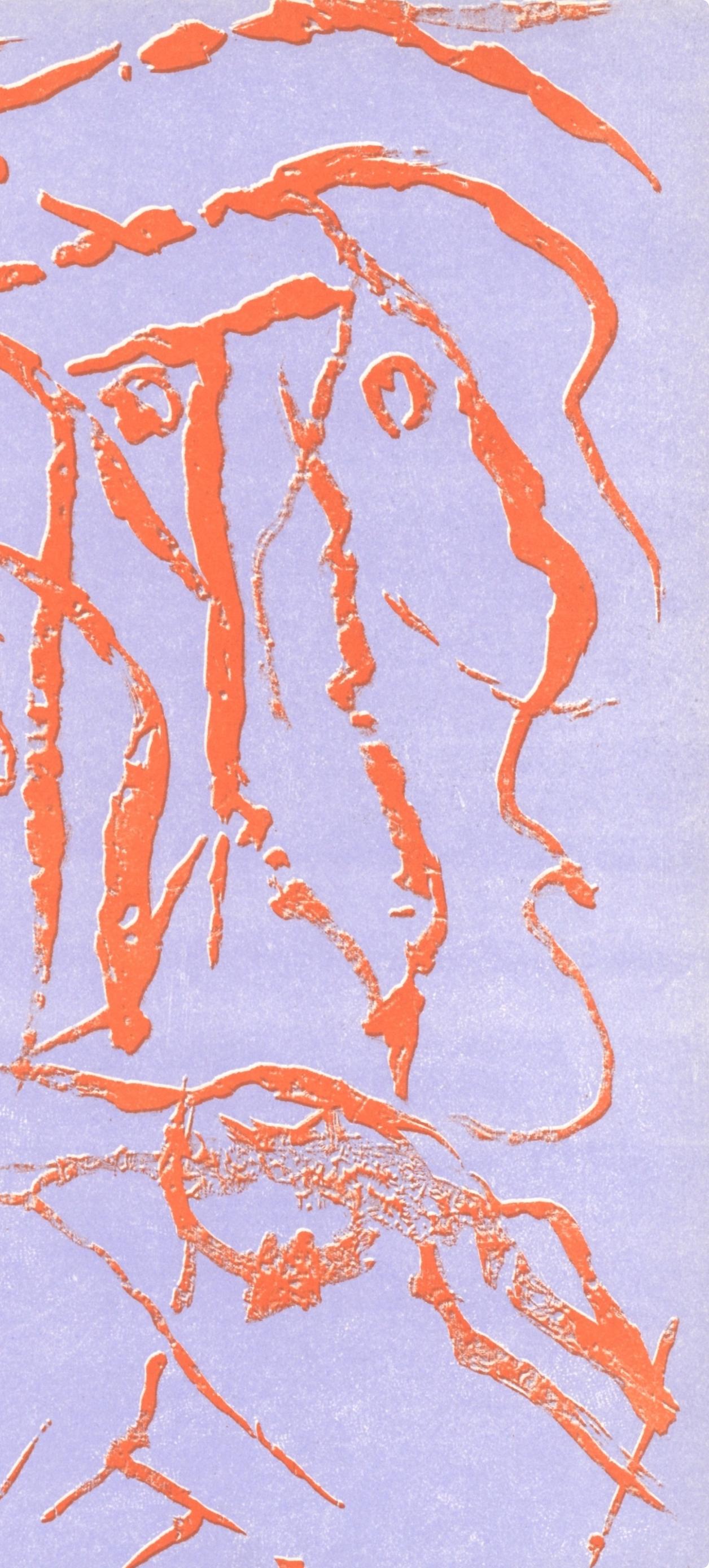 Composition, Société internationale d'art XXe siècle - Purple Figurative Print by Pierre Alechinsky