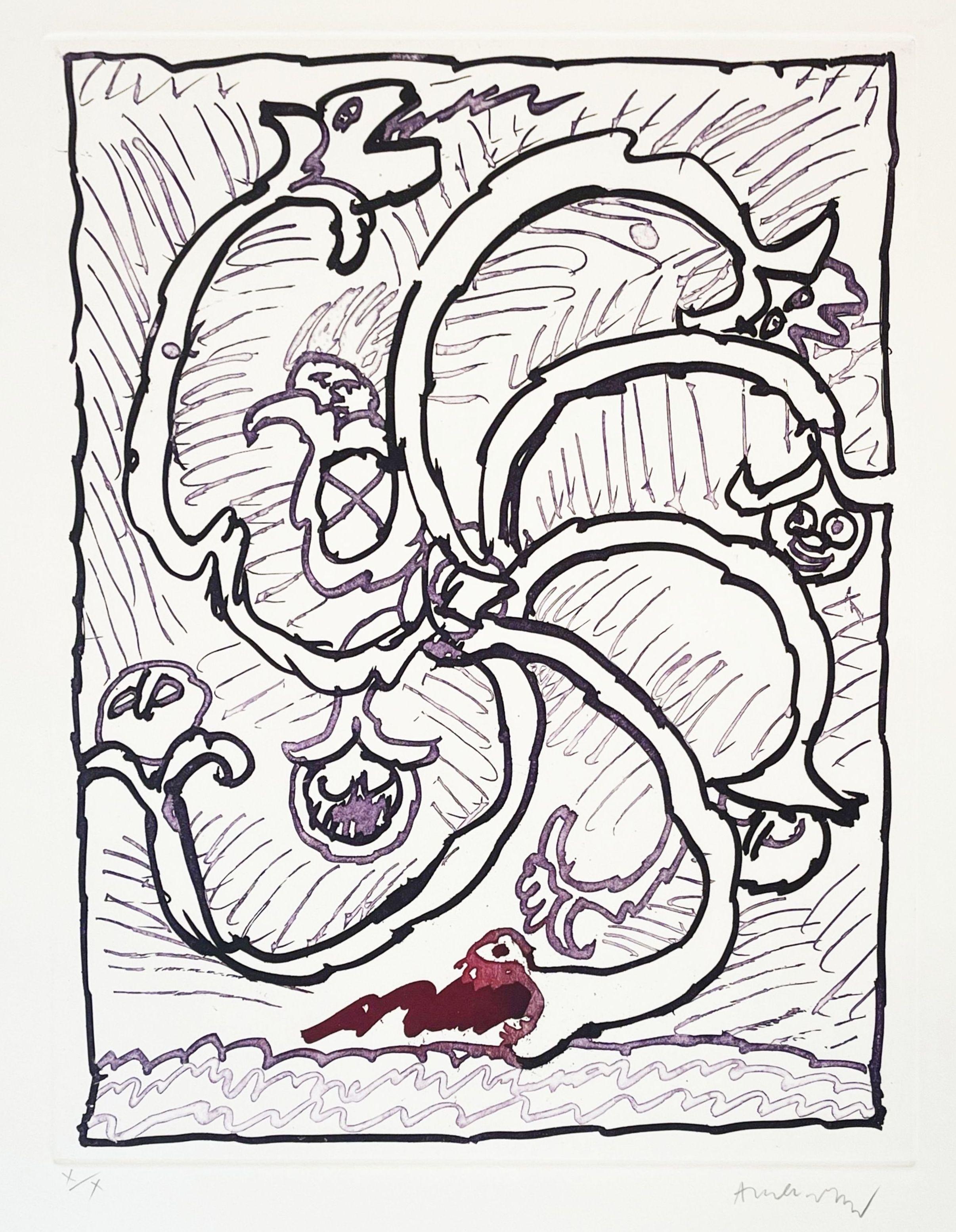 Pierre Alechinsky Print - Devidoirs, Planche II