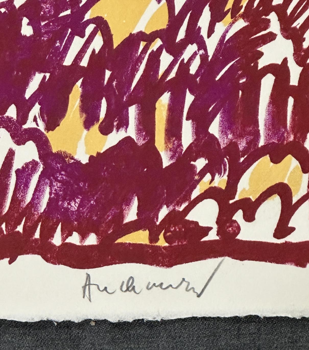 Galactic Flying Objects 1977 Signed Limited Edition Lithograph - Abstract Print by Pierre Alechinsky