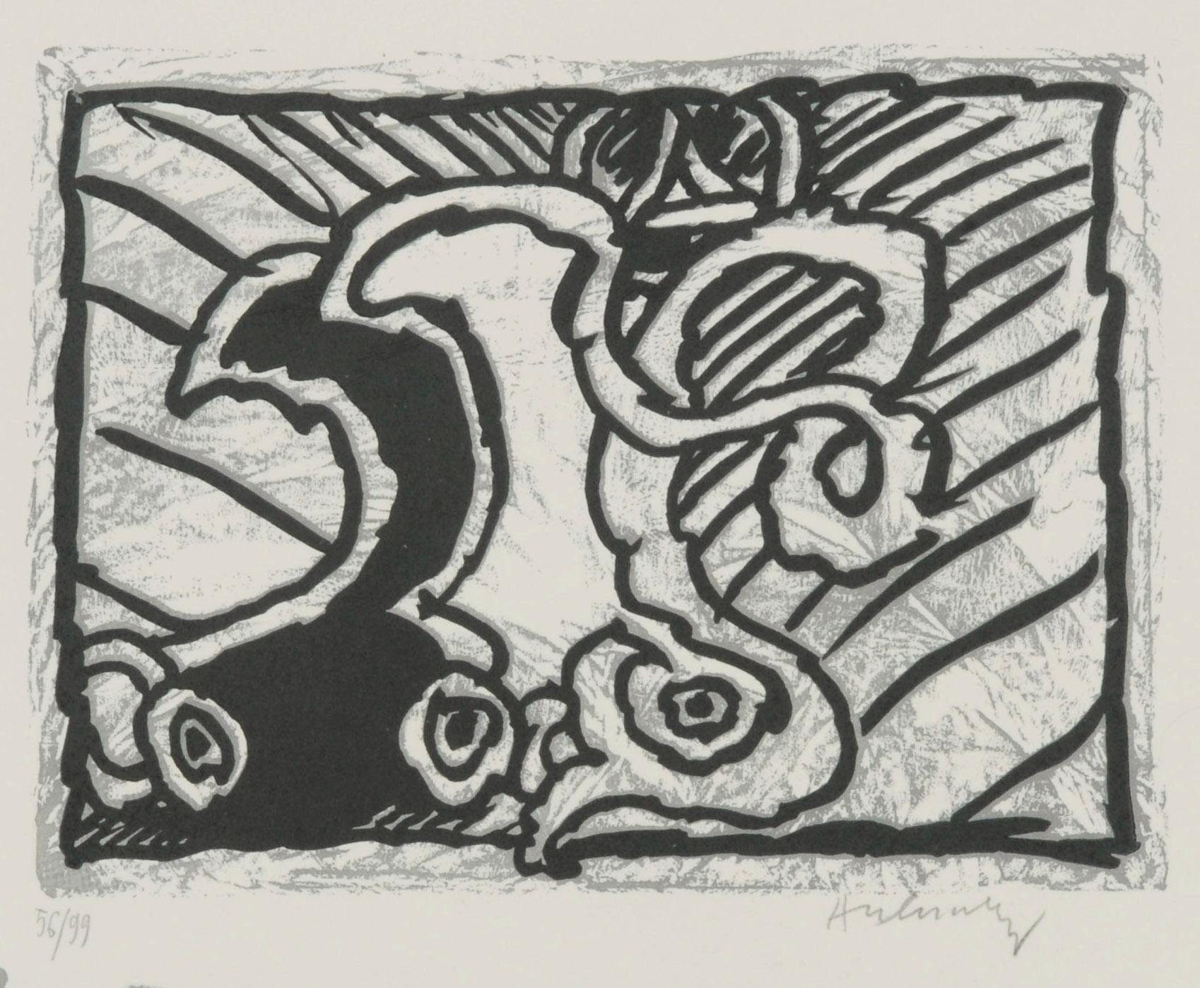 Lino Litho BR, Pflanzgefäß IX – Print von Pierre Alechinsky