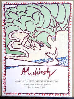 MOMA Print Retrospective 1981 Vintage Lithograph Poster, Flying Creatures, Waves