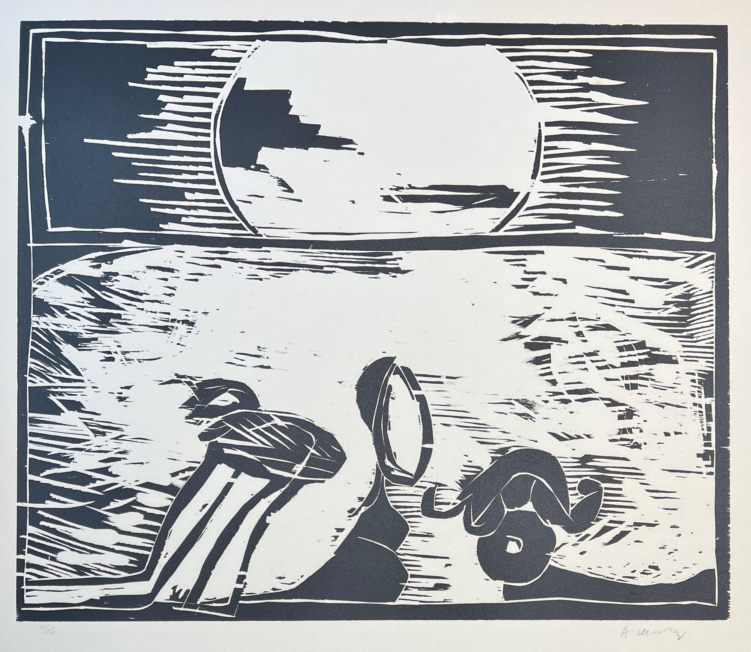 Woodcut on paper, published in 1973.
Limited edition of 150 copies, numbered 63/150 at the bottom left.
Signed by the artist at the bottom right.

Paper size: 62.9 x 73.9 cm
Good conditions.

The artwork is also part of the collection at the Centre