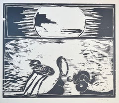 Pierre Alechinsky (1927) - Coucher de soleil - Woodcut on paper - 1973