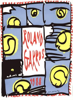 Vintage Pierre Alechinsky 'Roland Garros French Open' 1988
