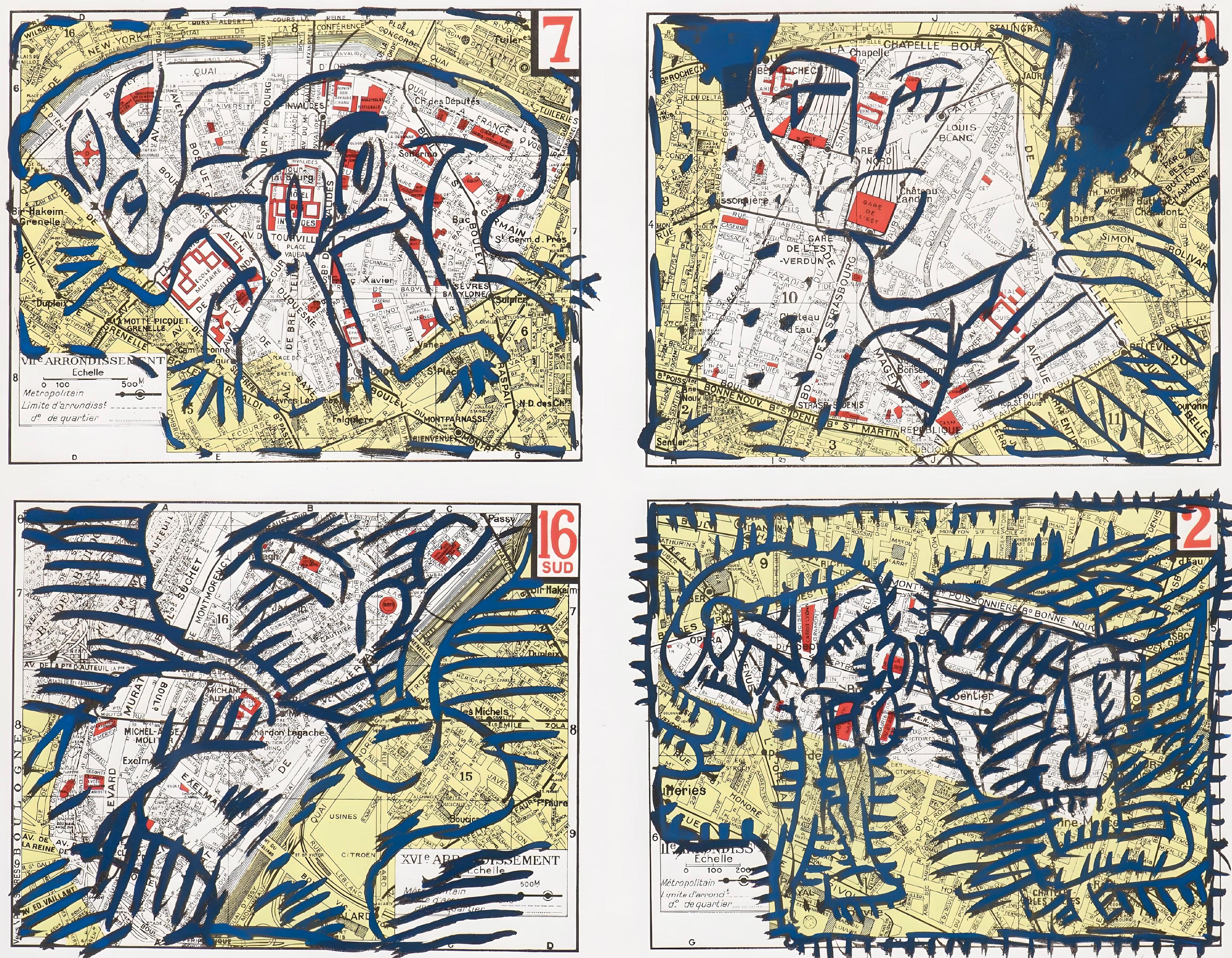 Landscape Print de Pierre Alechinsky - Quatre arrondissements (Charron/Cotensin 417), Derrière le miroir
