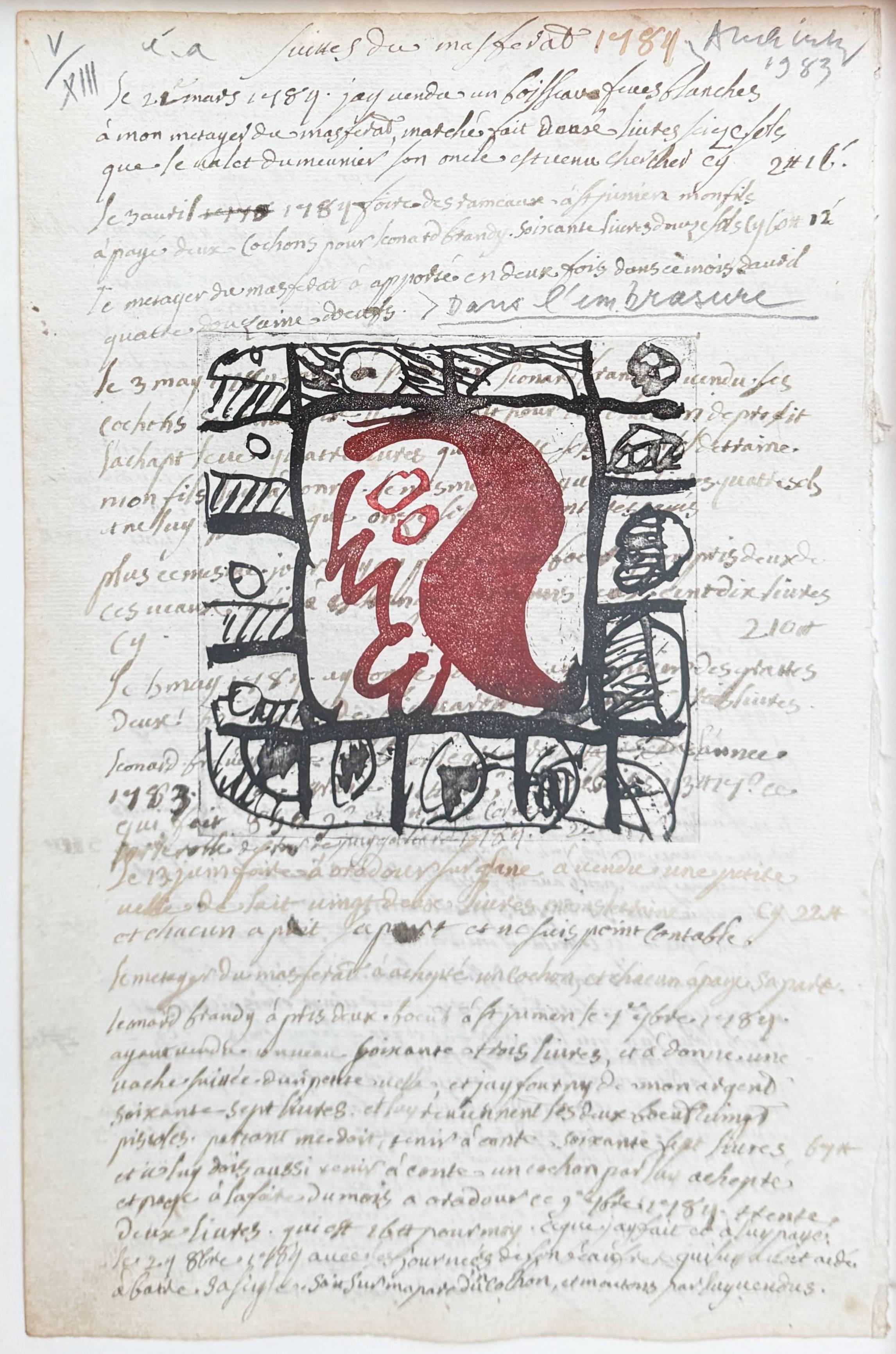 Pierre Alechinsky Print - Rêve de l
ammonite