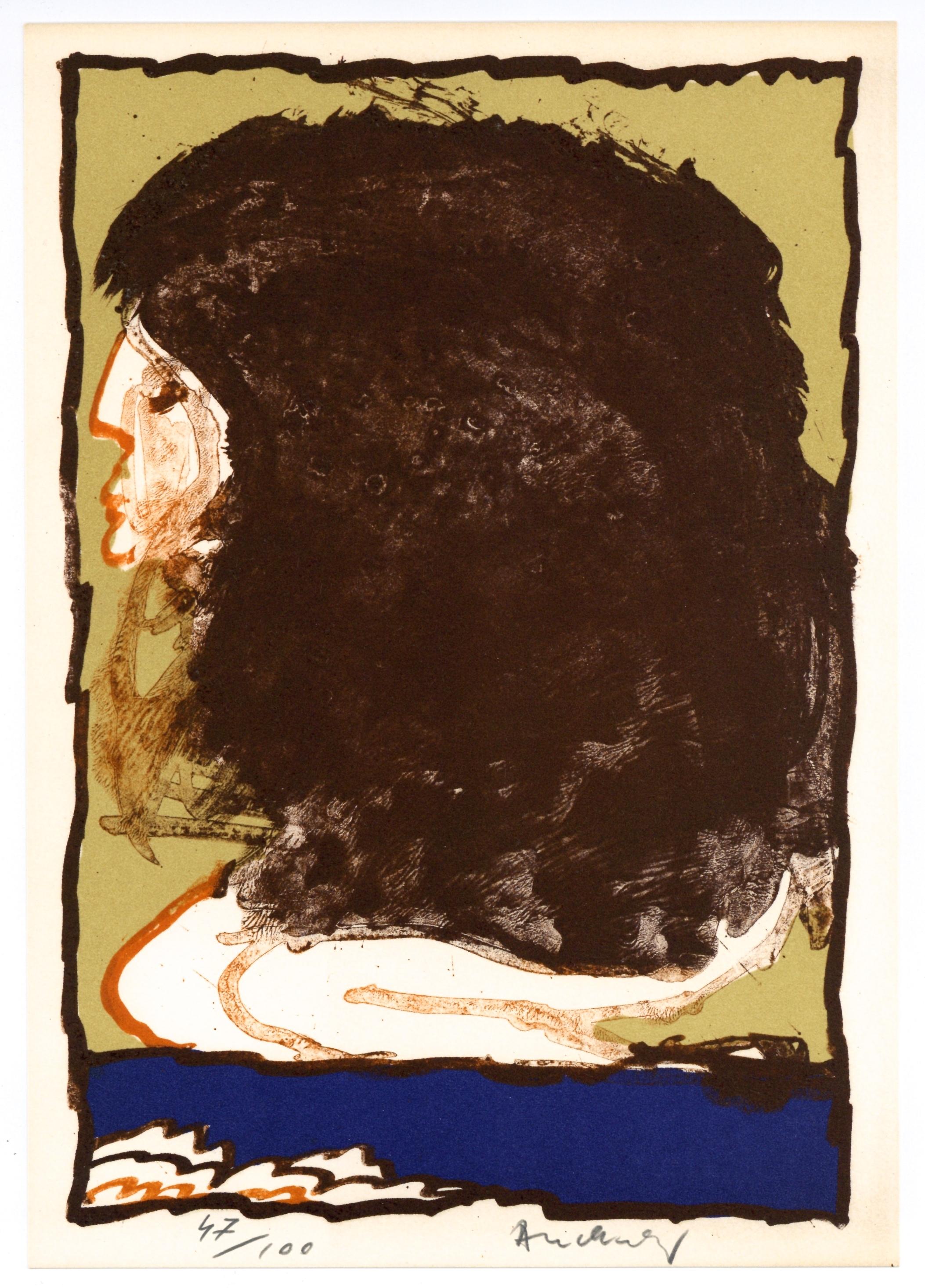 Pierre Alechinsky Portrait Print - signed / numbered original lithograph