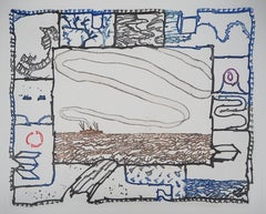 Travel : Boat on the Sea - Original etching with aquatint