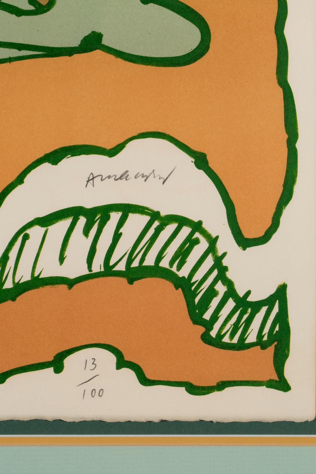 « Untitled Landscape », orange, vert, sérigraphie, signée en bas au recto en vente 1