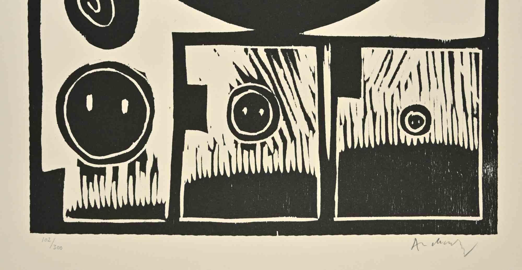 Untitled - Woodcut by Pierre Alechinsky - 1970 For Sale 1