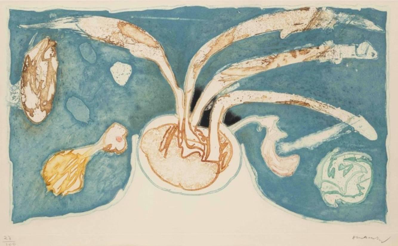 Pierre Alechinsky Print - Volcan de nuit