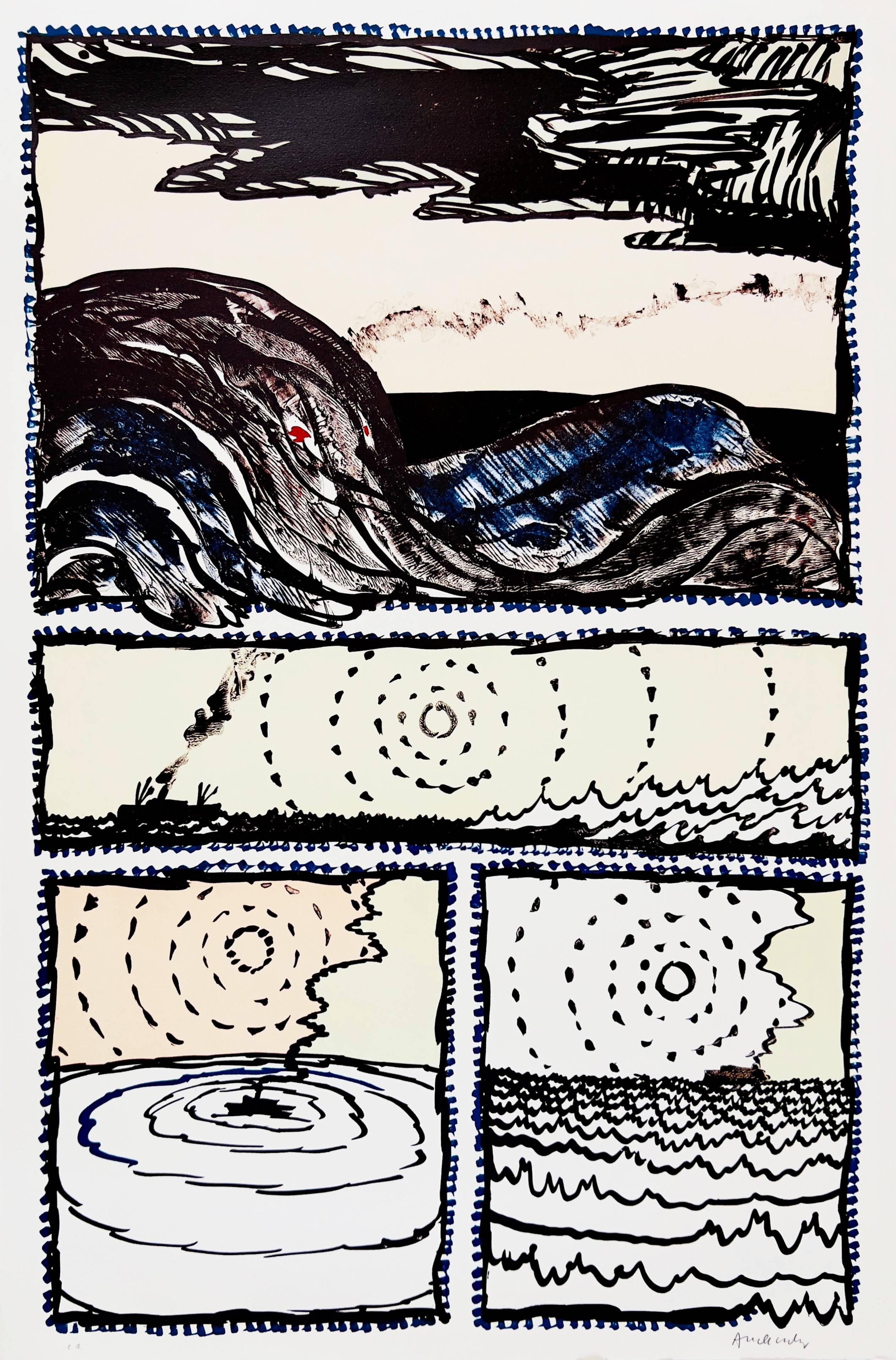 Volturno II - Mixed Media Art by Pierre Alechinsky