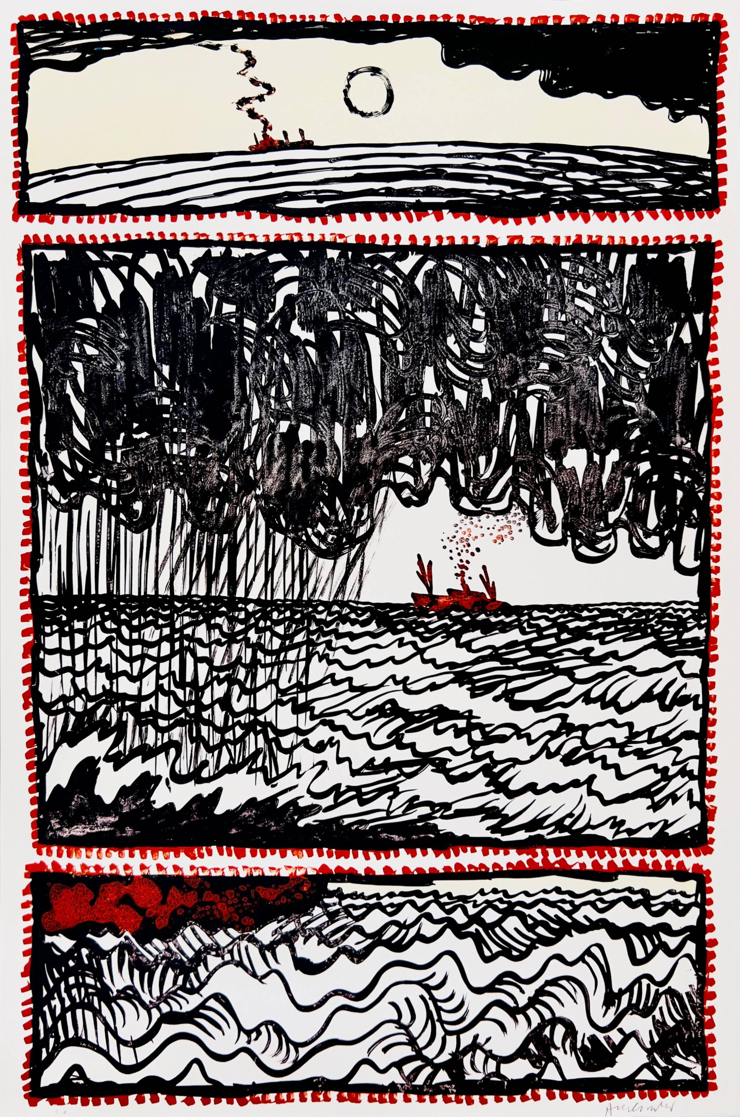 Volturno III - Mixed Media Art by Pierre Alechinsky