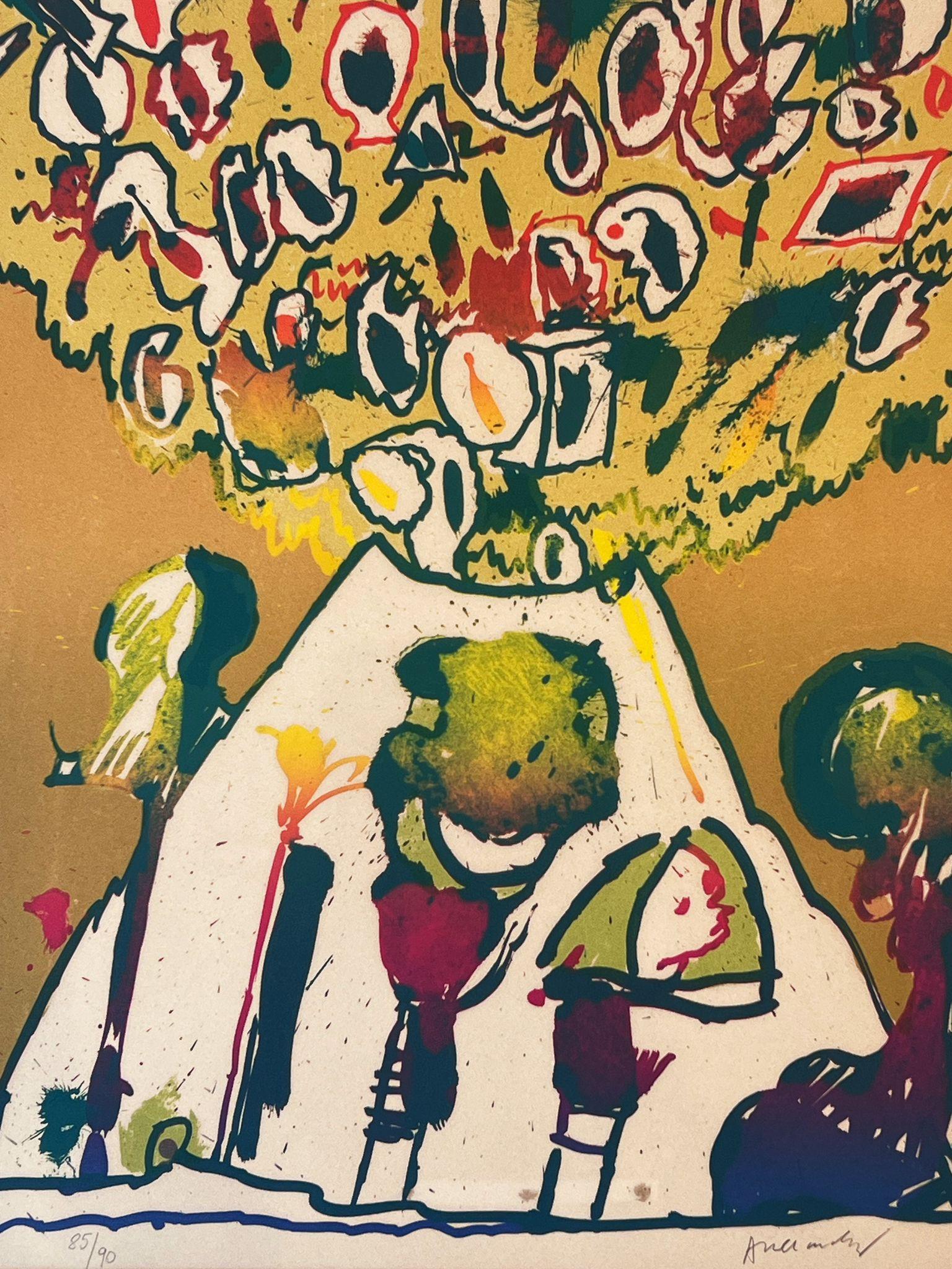 Vulcanologie - planche 6 - Abstract Print Marrone di Pierre Alechinsky