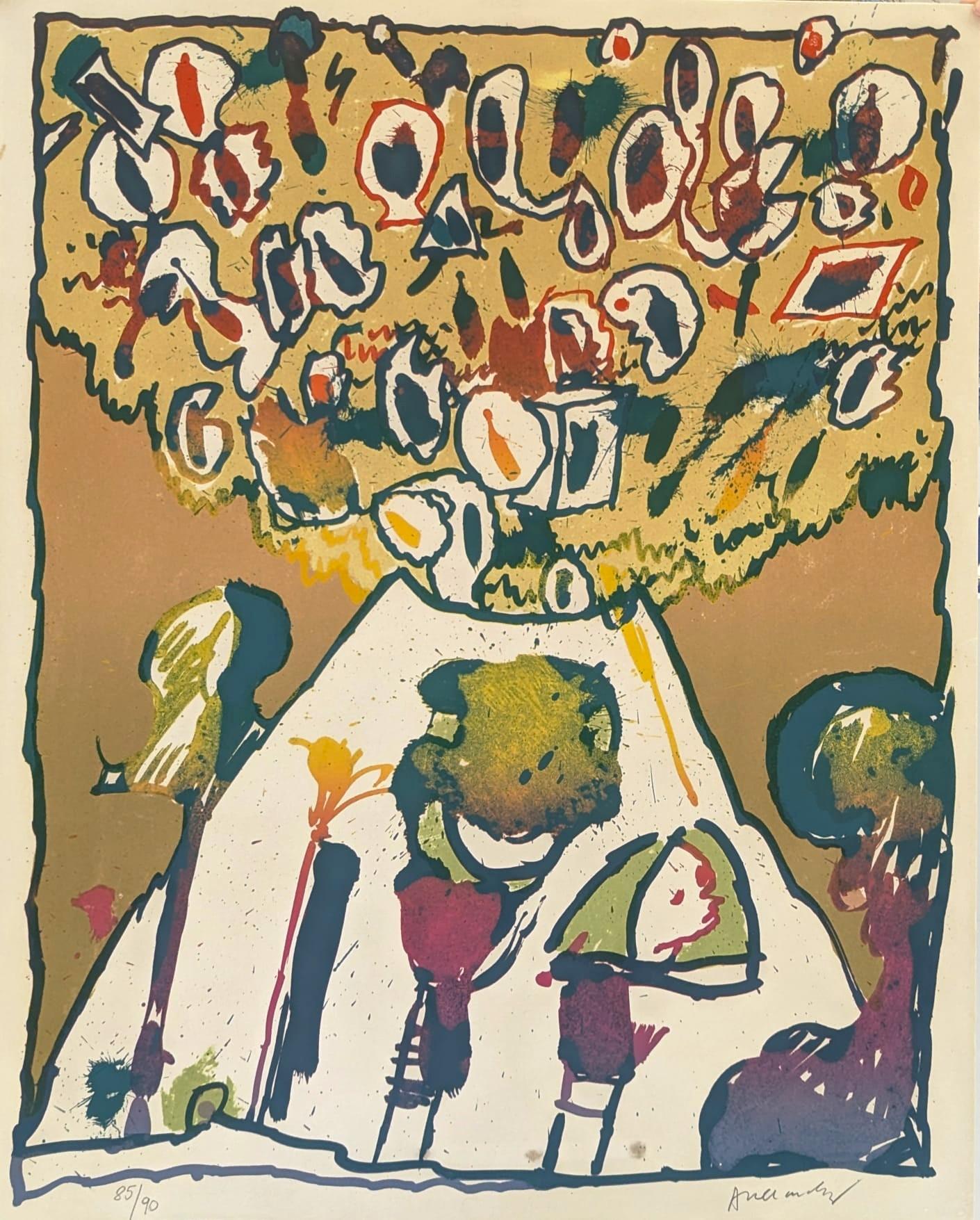 Abstract Print di Pierre Alechinsky - Vulcanologie - planche 6