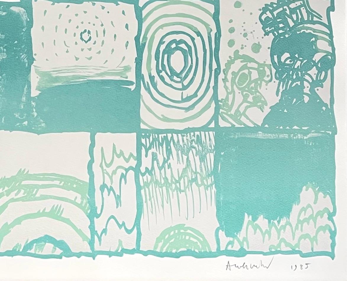 AGUA Litografía Firmada, Diseño Abstracto, Cubierta Utilitaria de Agua, Beige Aqua Claro en venta 2