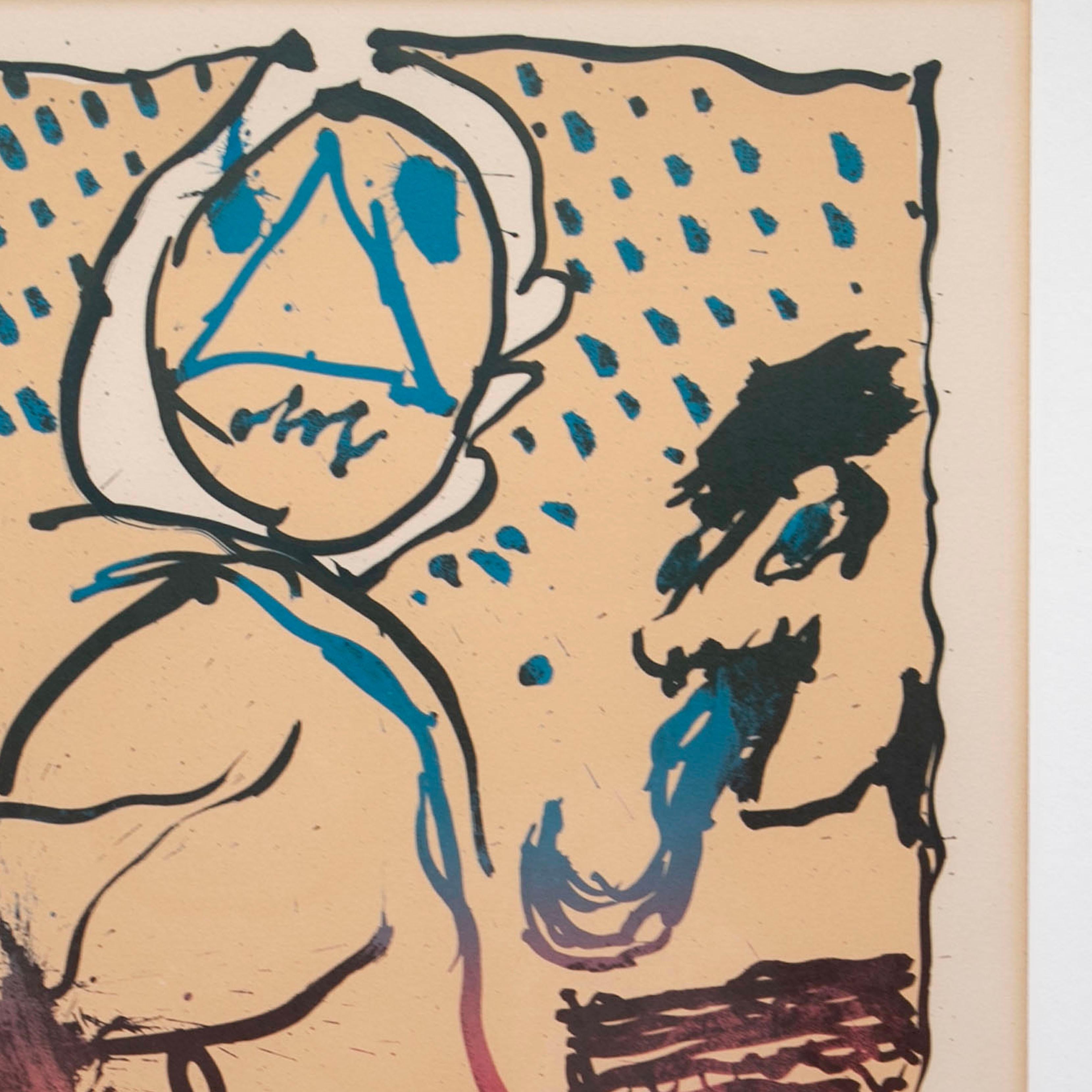 Pierre Alechinsky litografía 77/100 firmada en passepartout en Bueno estado para la venta en Kastrup, DK