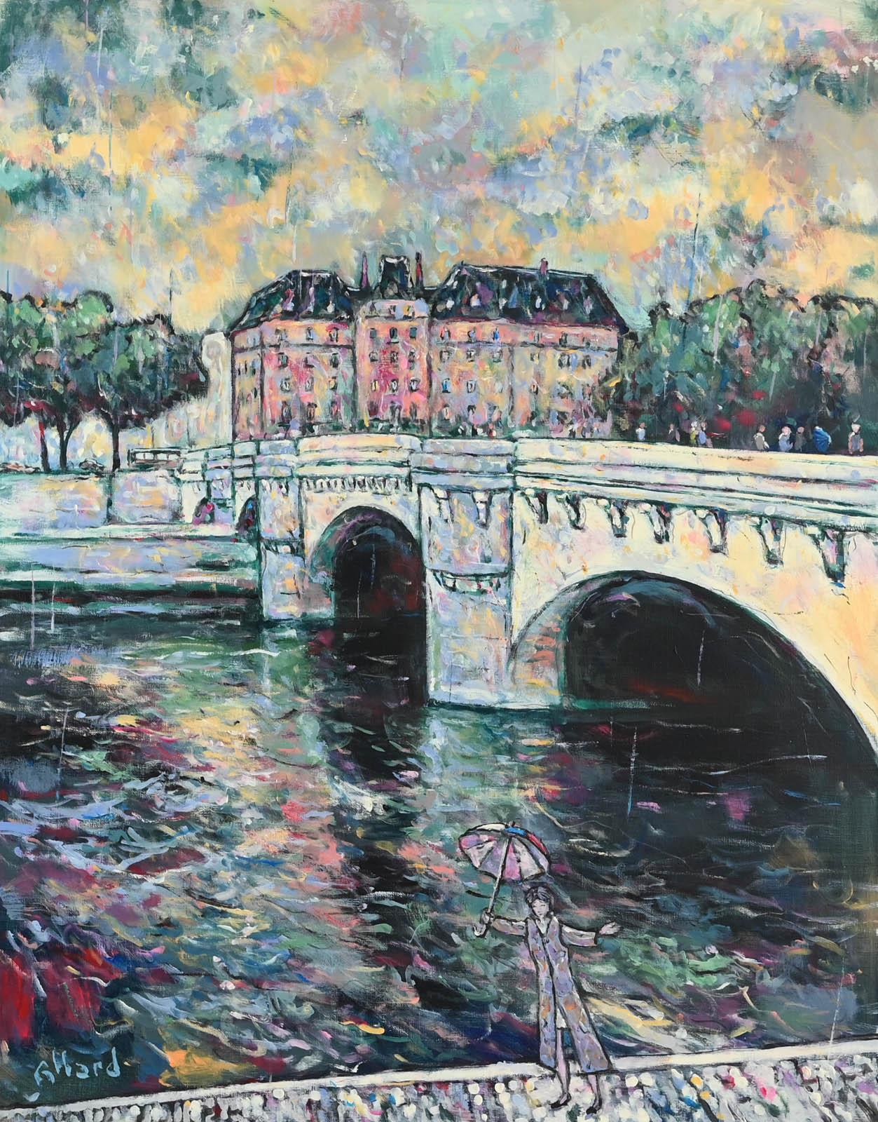 Pierre ALLARD Landscape Painting - Fin d'averse au Pont-Neuf