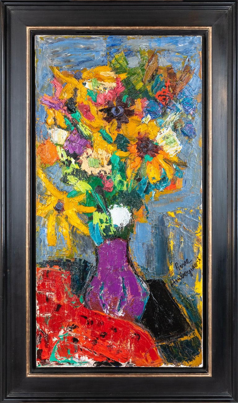 Pierre Ambrogiani Still-Life Painting - 'Bouquet de Fleur' Colourful still life painting of flowers in a vase, red