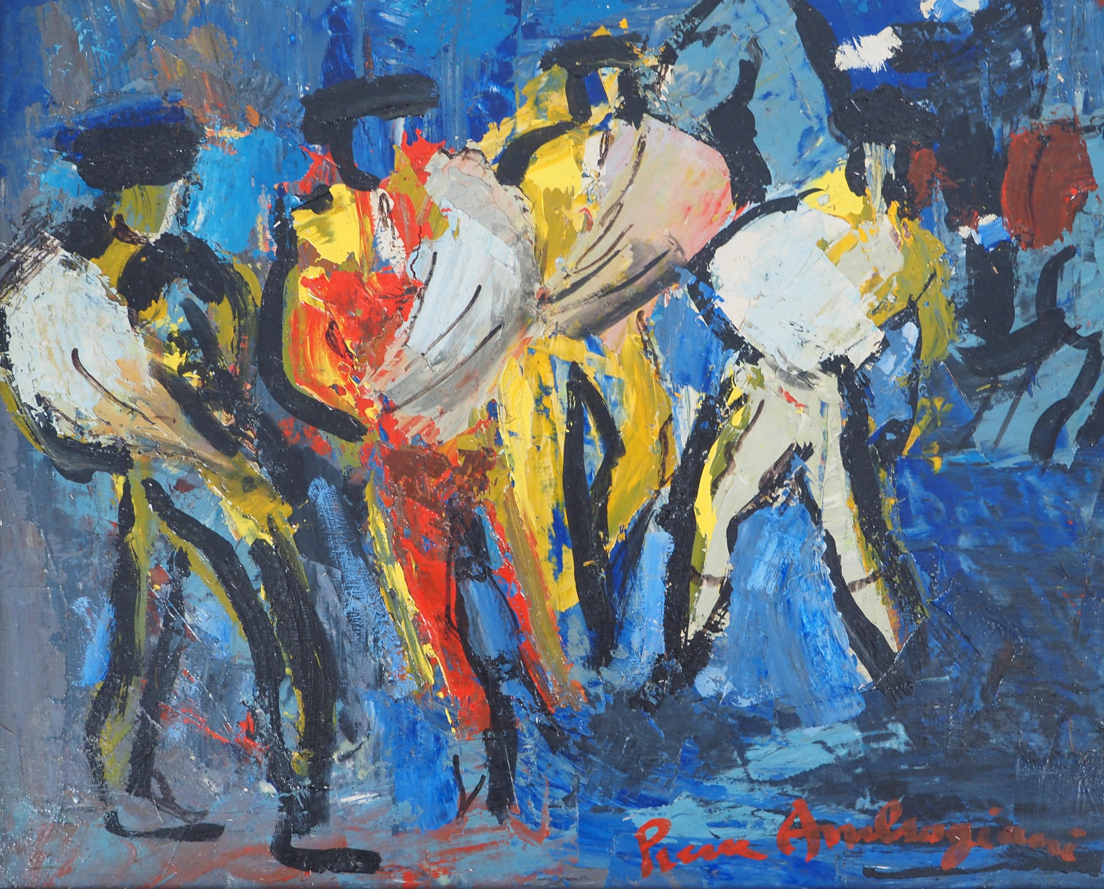 Colorful Torero - Original Oil on Canvas, Signed and Framed - Fauvist Painting by Pierre Ambrogiani