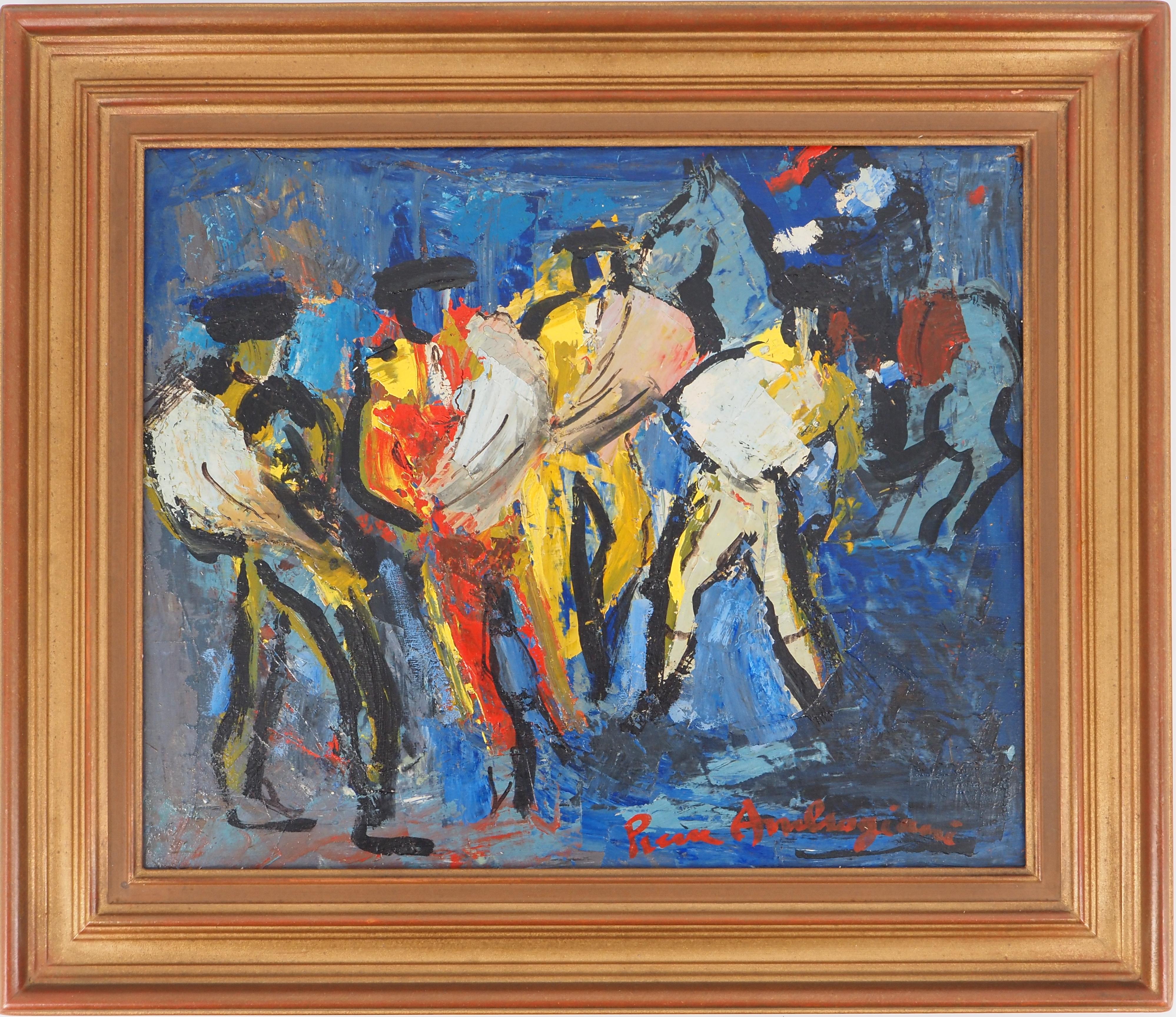 Pierre Ambrogiani Figurative Painting - Colorful Torero - Original Oil on Canvas, Signed and Framed