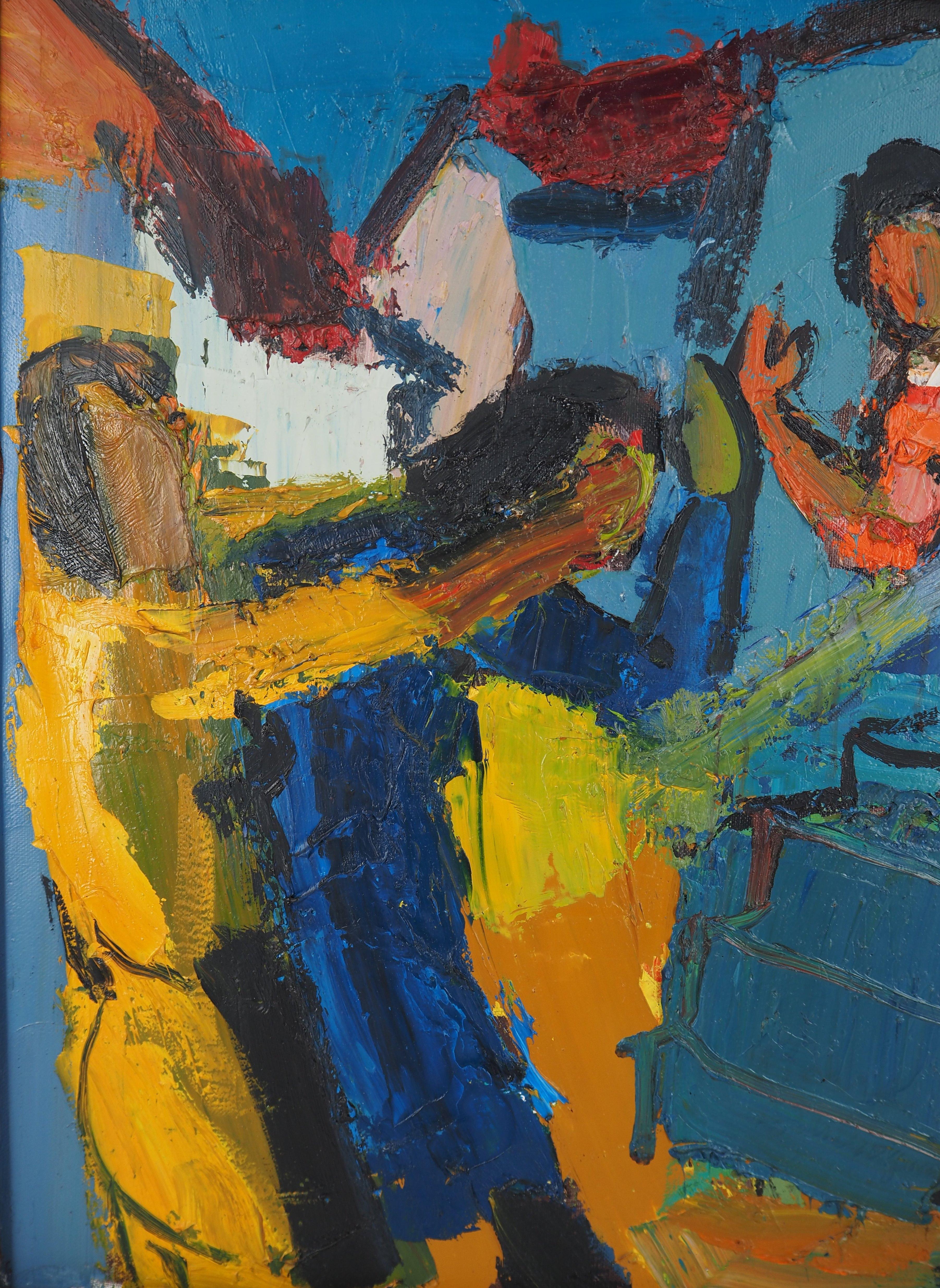 Costa Azzurra: Donne a Marsiglia - Olio originale su tela, firmato e incorniciato - Painting Fauvismo di Pierre Ambrogiani
