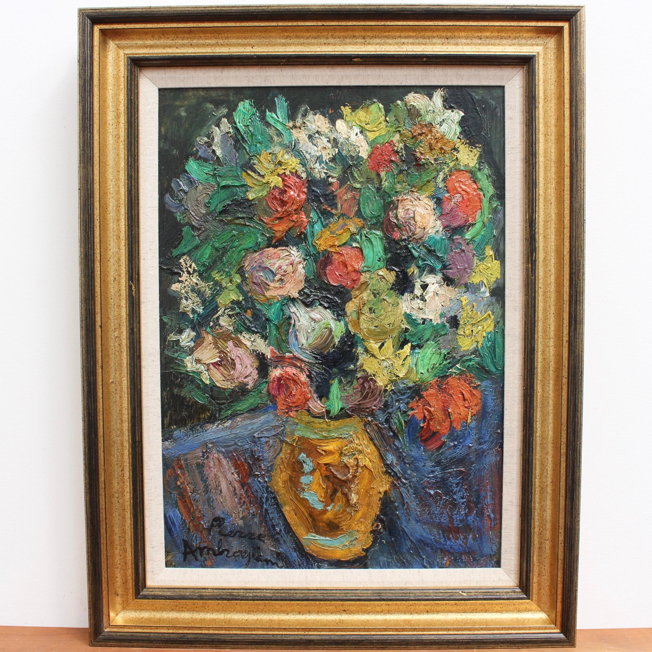 Still Life with Bouquet of Flowers - Expressionist Painting by Pierre Ambrogiani
