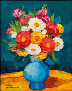 Ancora di fiori in un vaso blu Pierre Ambrogiani (Francia, 1905-1985)