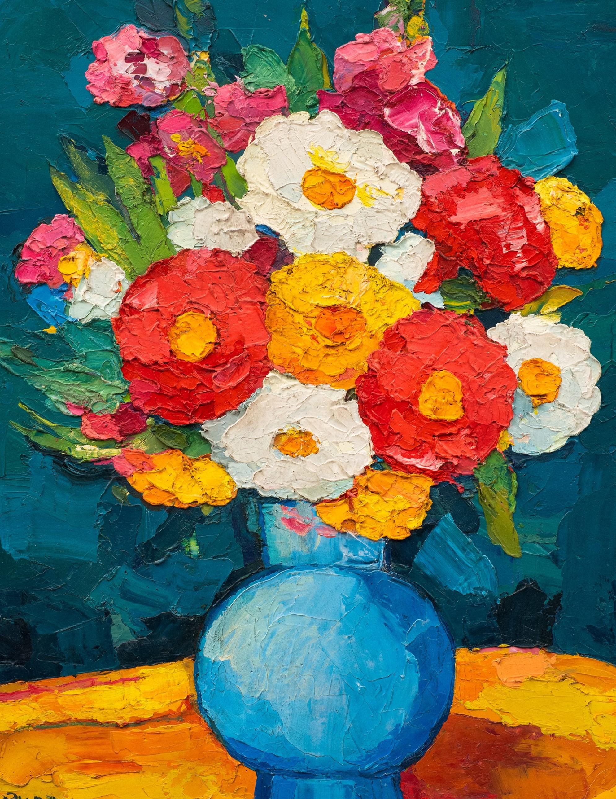 Alambique de flores en un jarrón azul Pierre Ambrogiani (Francia, 1905-1985) en venta 2