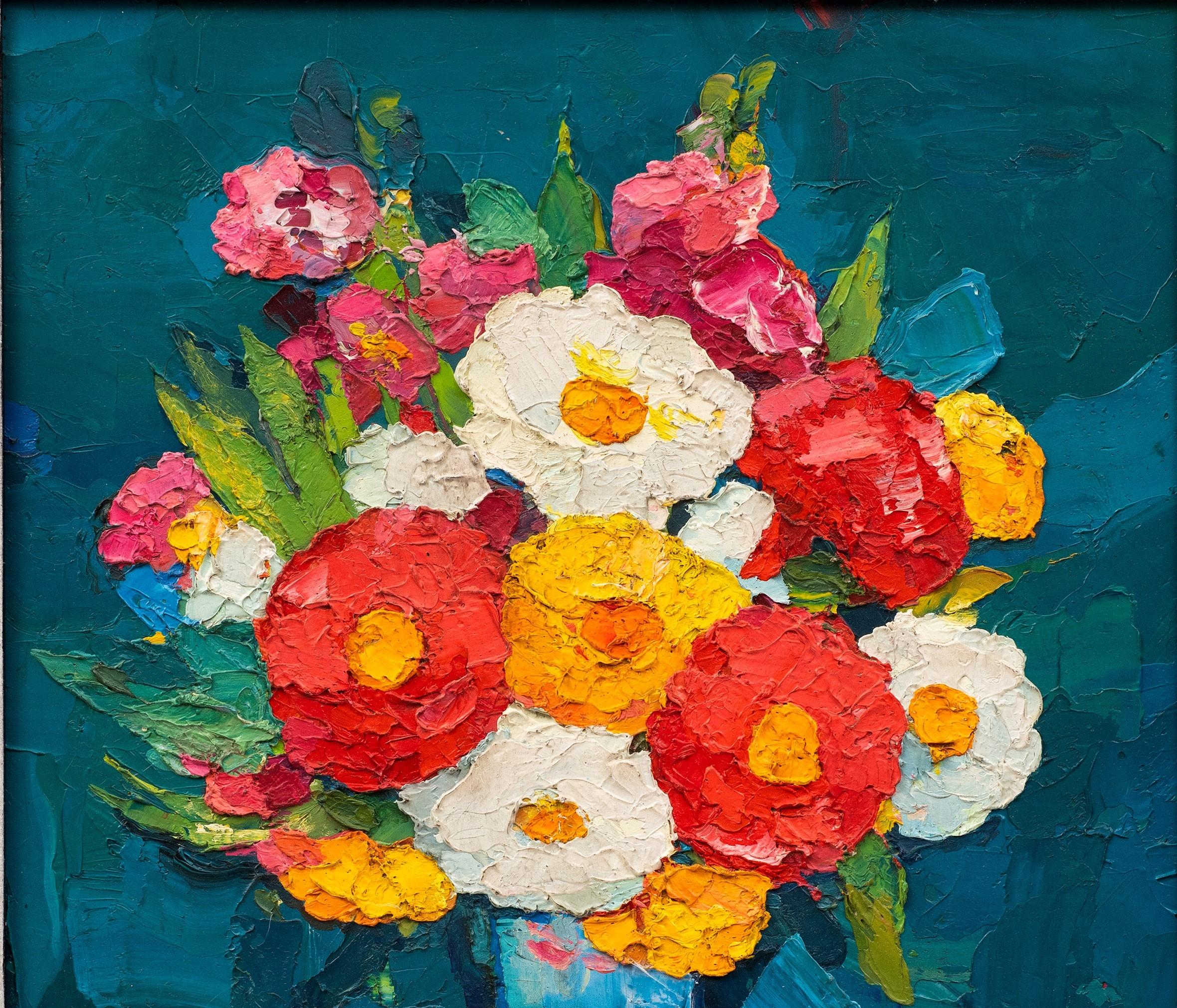 Alambique de flores en un jarrón azul Pierre Ambrogiani (Francia, 1905-1985) en venta 4
