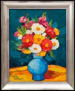 Alambique de flores en un jarrón azul Pierre Ambrogiani (Francia, 1905-1985)