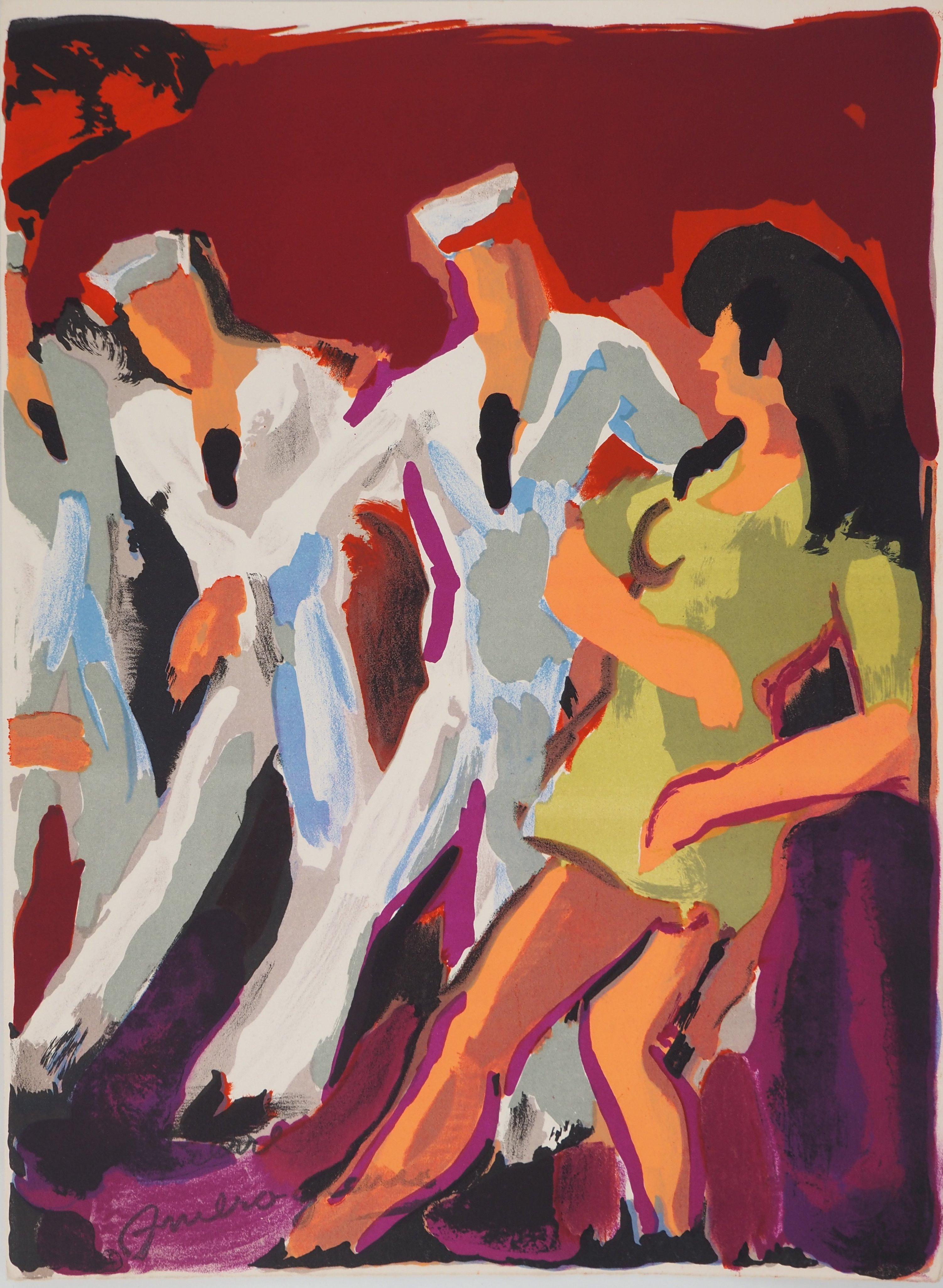 Pierre Ambrogiani Figurative Print - Dancing Sailors - Original Lithograph, SIGNED